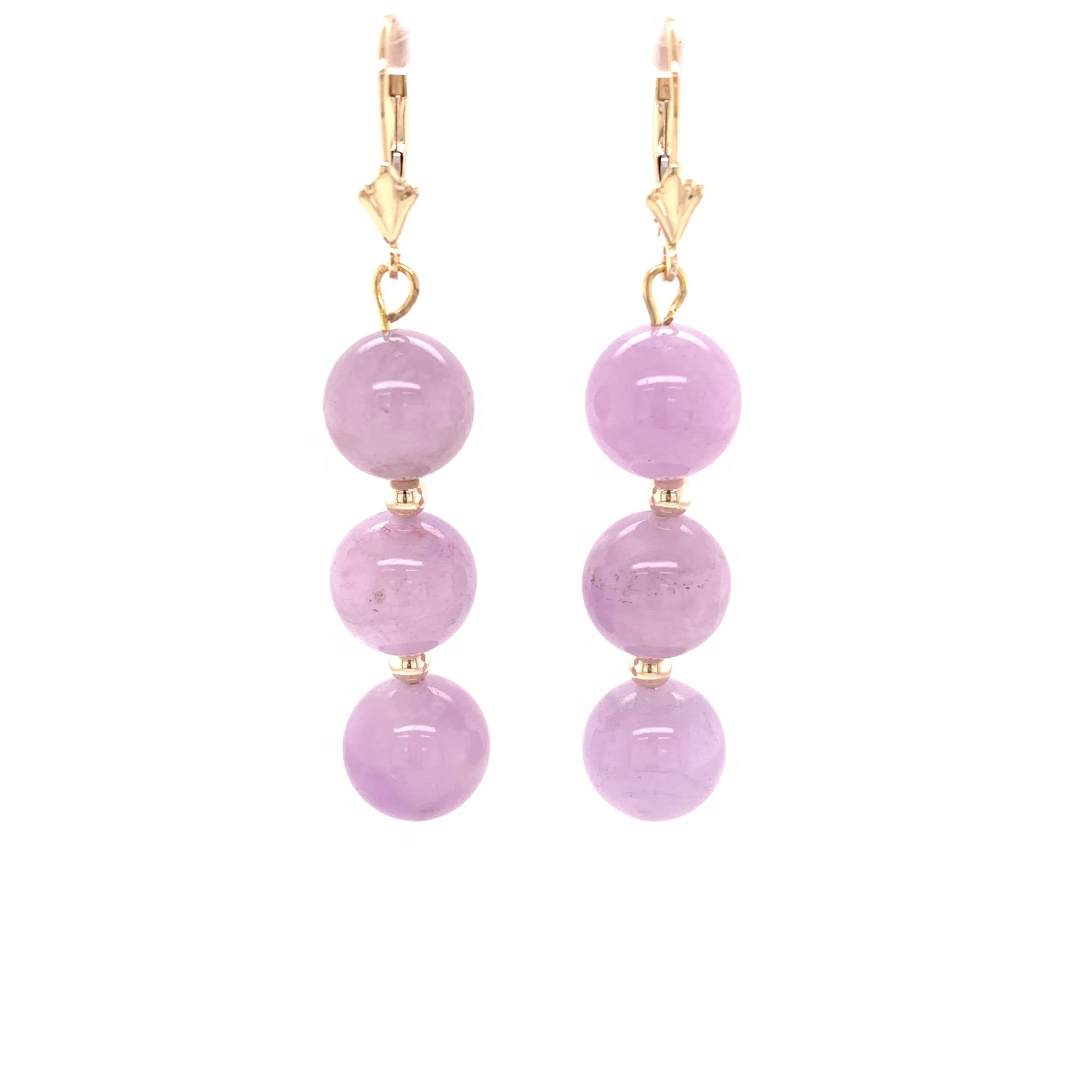Amethyst Bead Dangle Earrings 14k
