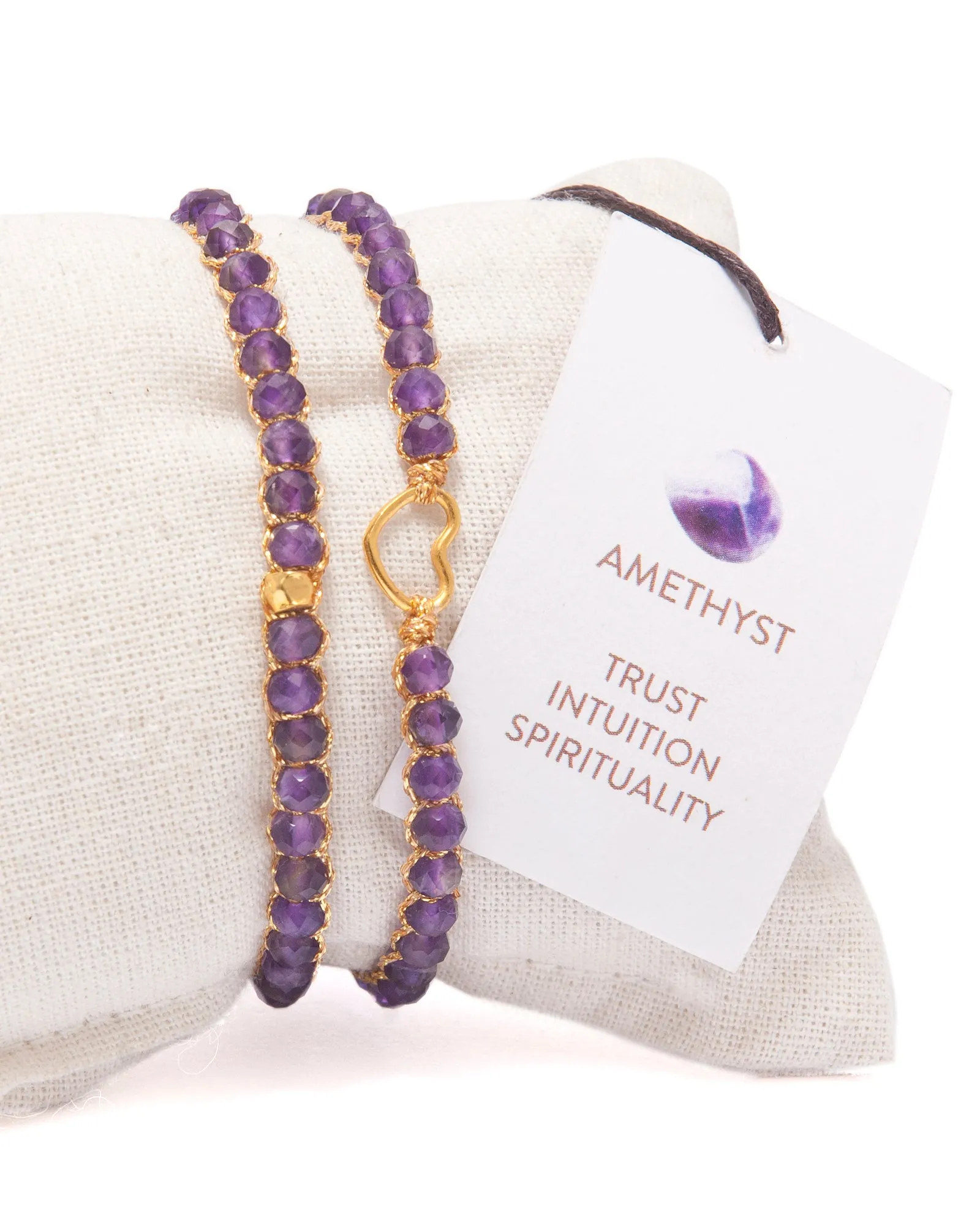 Amethyst Heart Kids Bracelet | Gold
