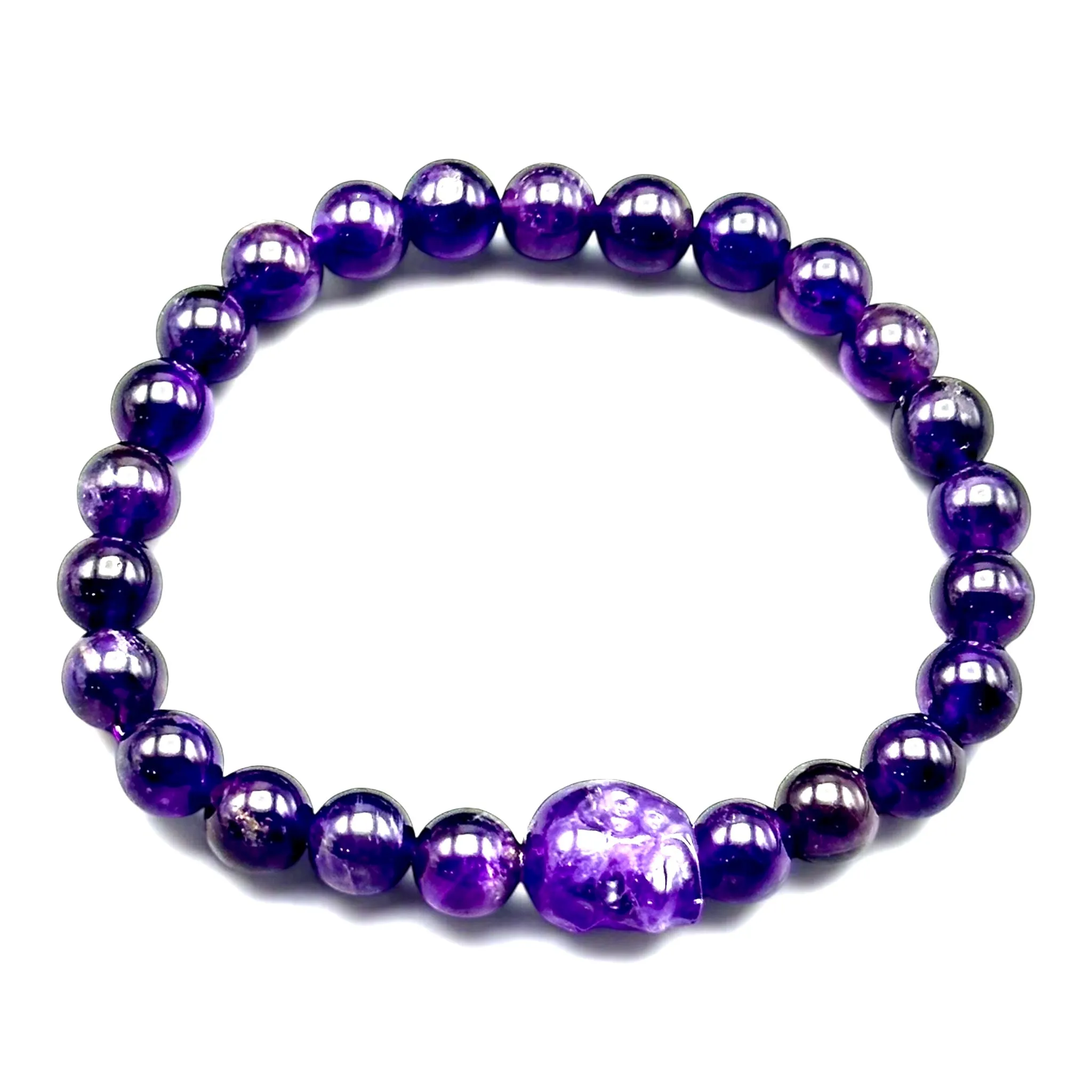 Amethyst Skull Beaded Bracelet