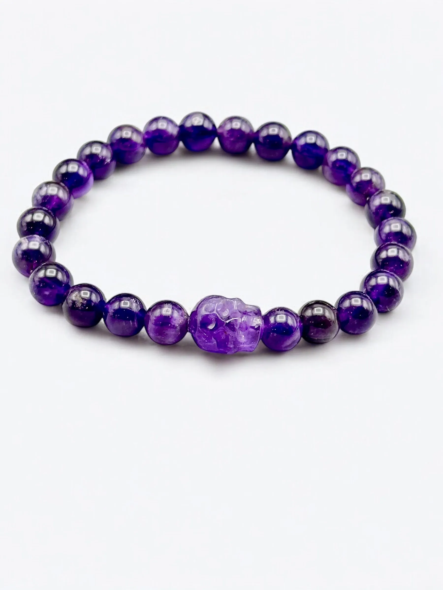 Amethyst Skull Beaded Bracelet