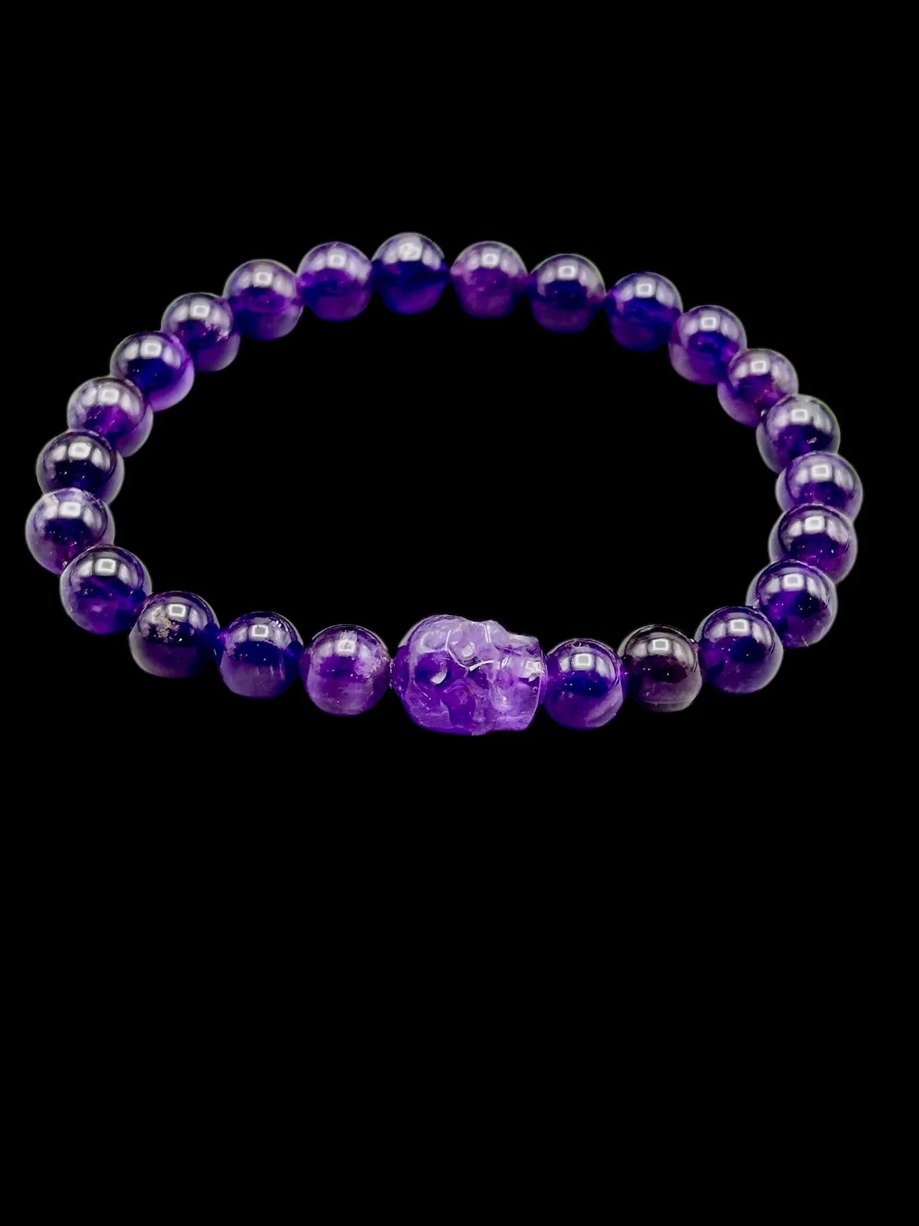 Amethyst Skull Beaded Bracelet