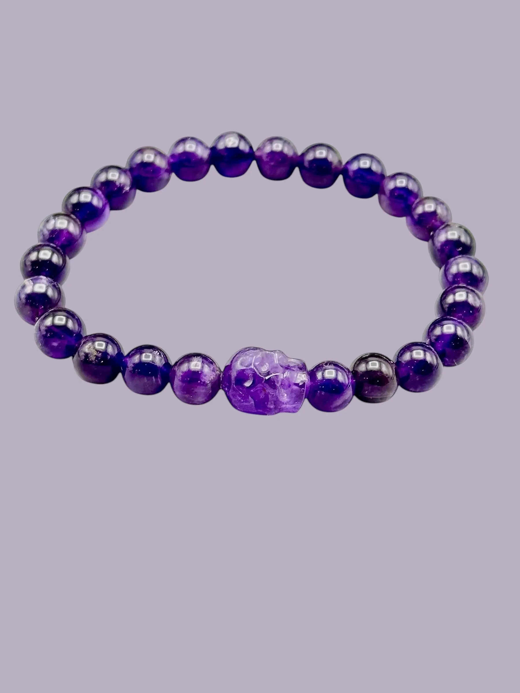 Amethyst Skull Beaded Bracelet
