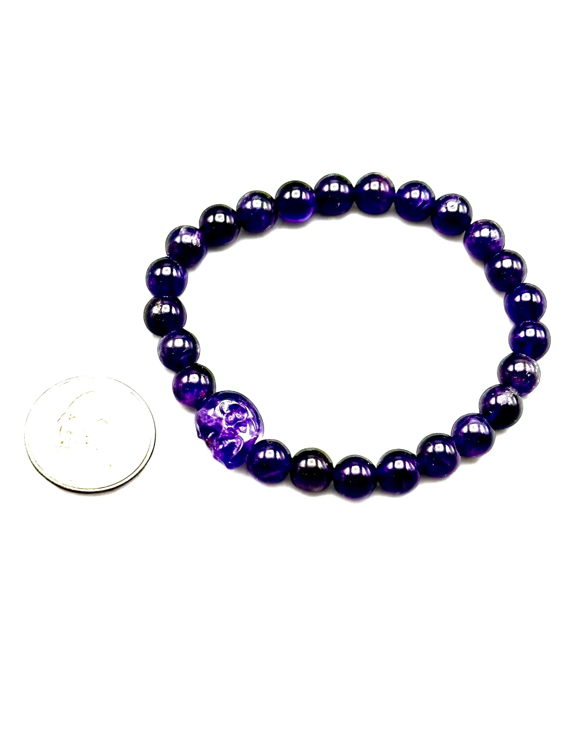 Amethyst Skull Beaded Bracelet