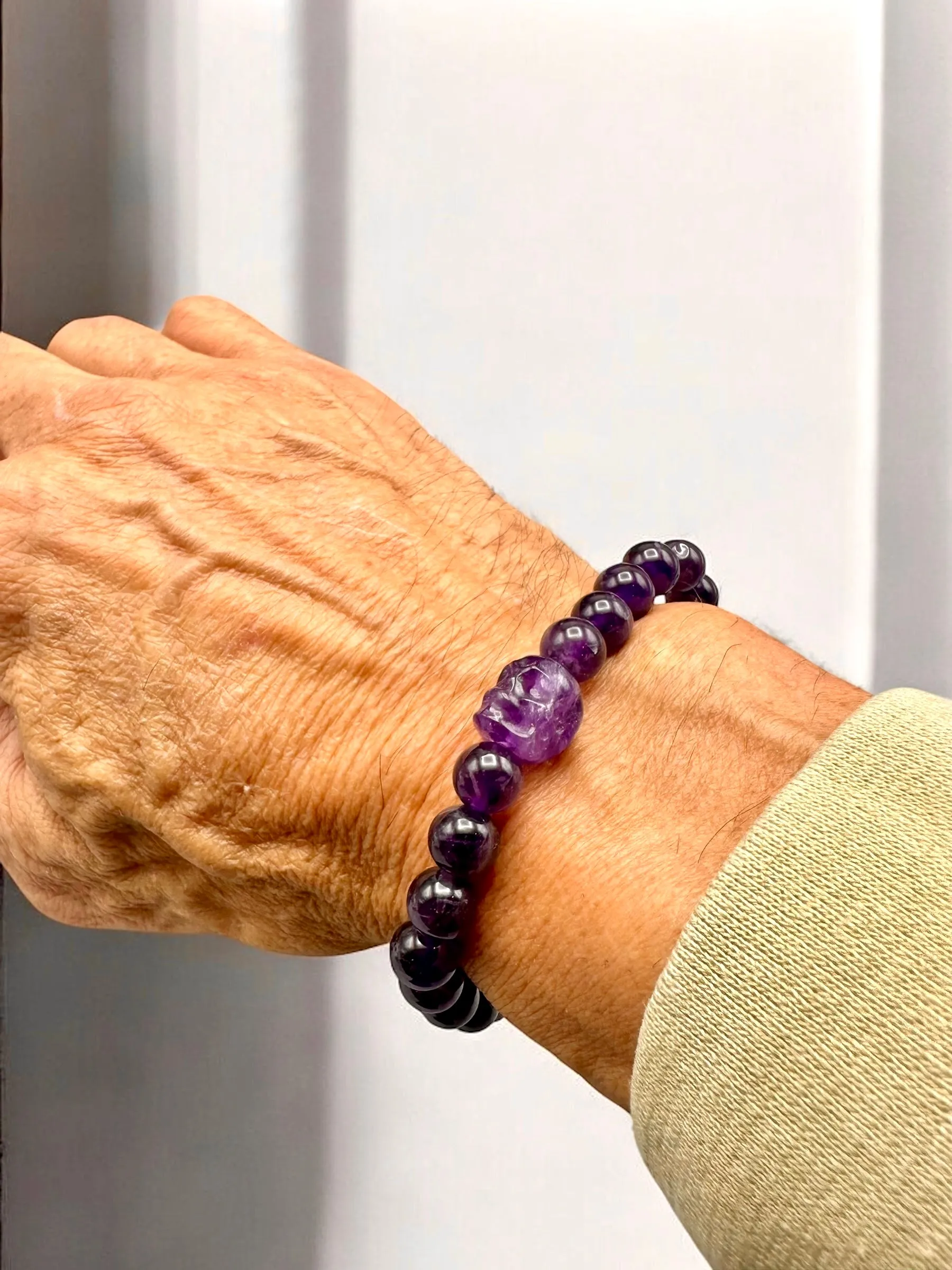 Amethyst Skull Beaded Bracelet
