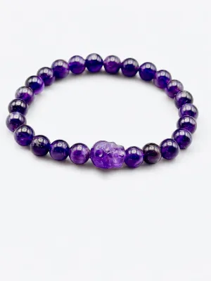 Amethyst Skull Beaded Bracelet