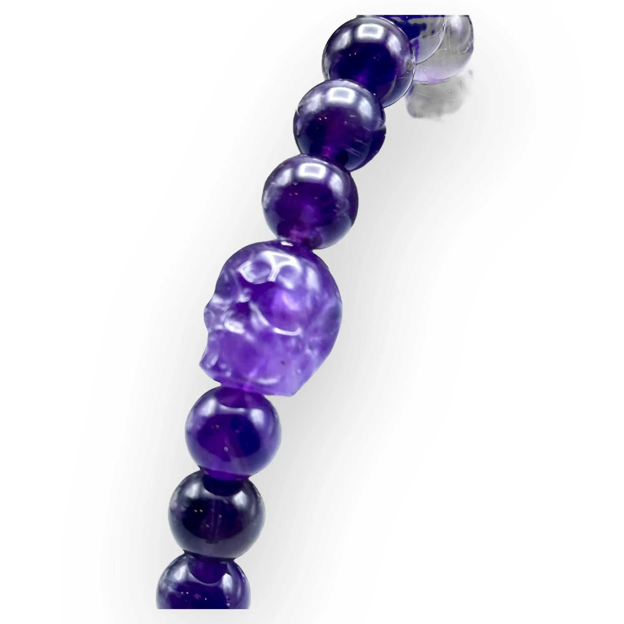 Amethyst Skull Beaded Bracelet