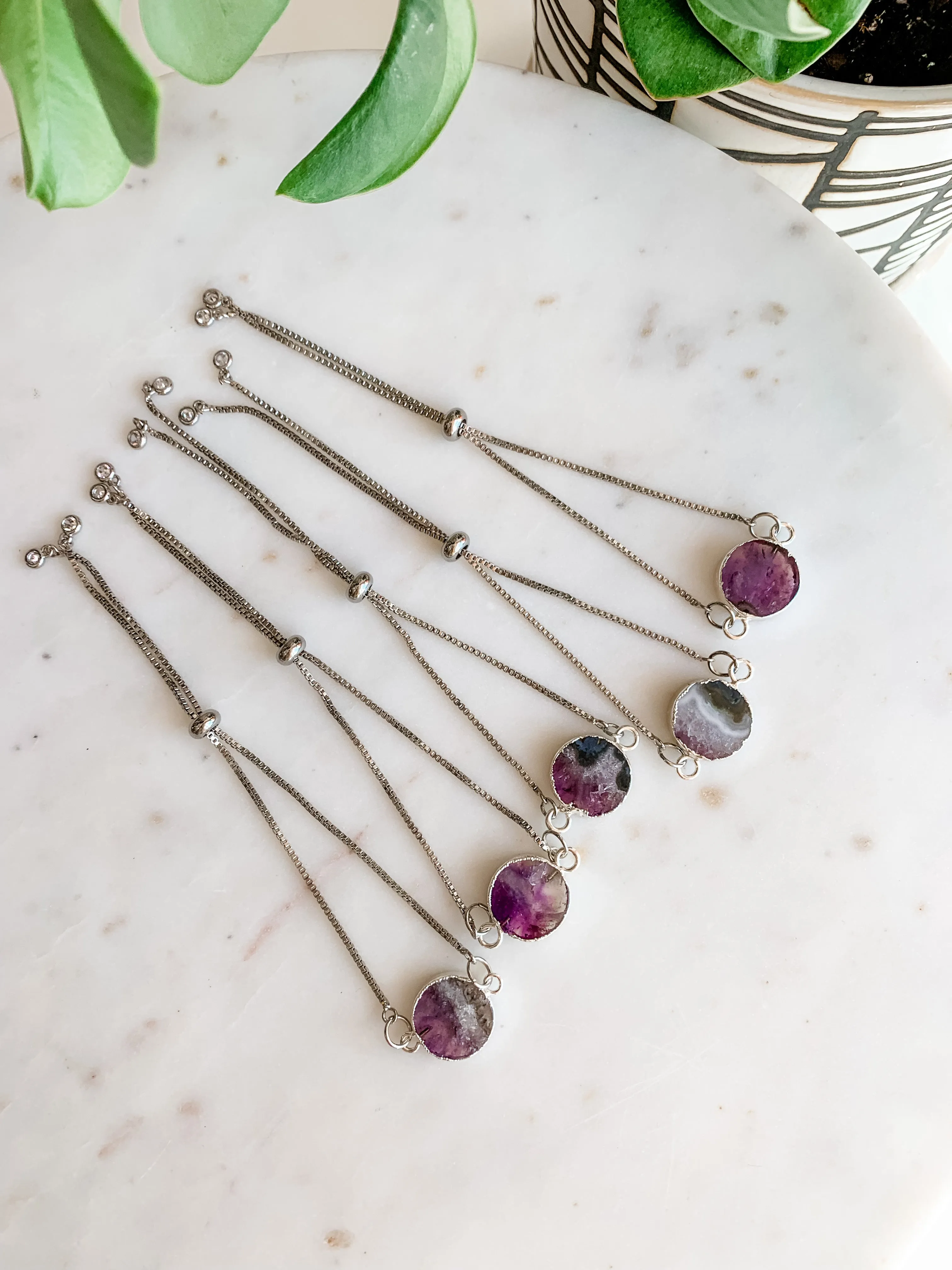 Amethyst Slice Bolo Bracelet