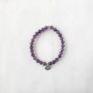 Amethyst sterling silver heart bracelet