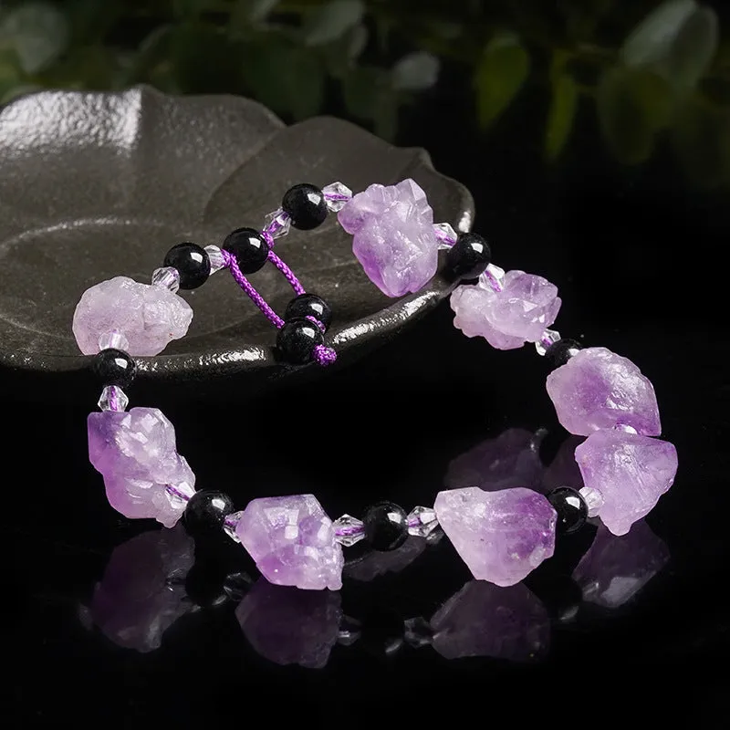 Amethysts Bead Bracelet for Women Men Braided Lapis Lazuli Meditation Jewelry