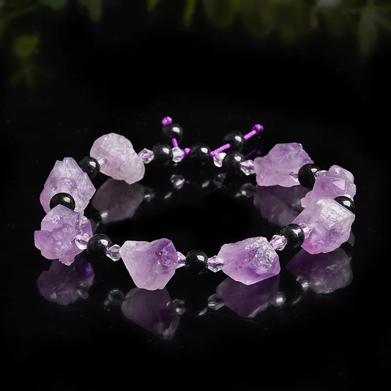 Amethysts Bead Bracelet for Women Men Braided Lapis Lazuli Meditation Jewelry