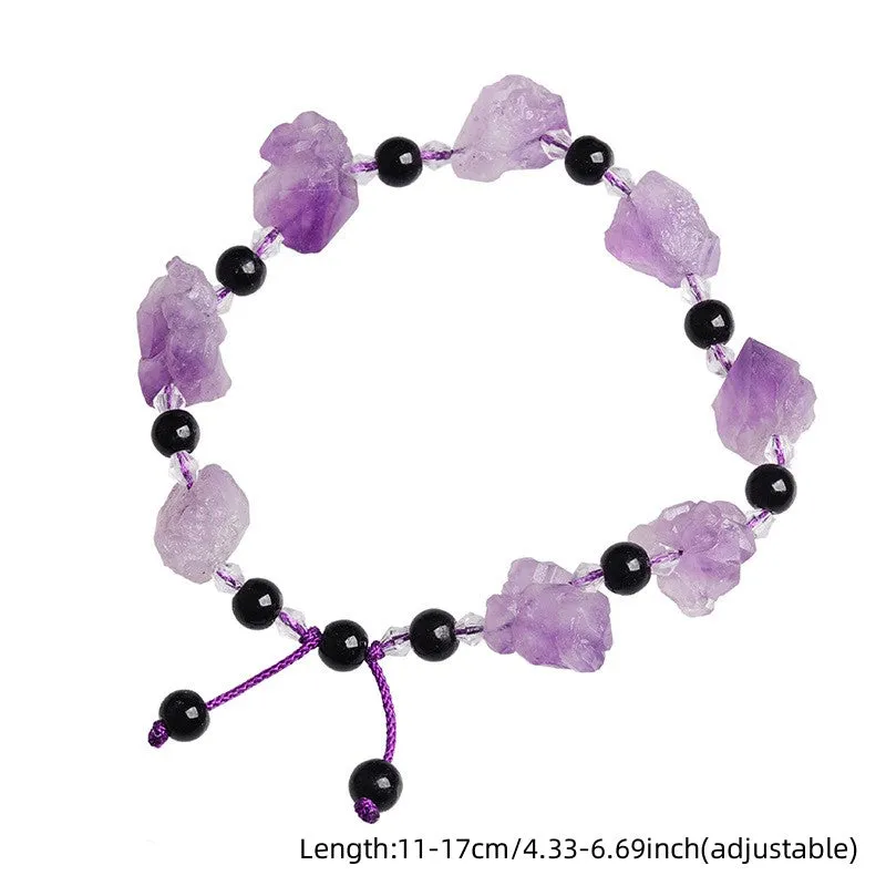 Amethysts Bead Bracelet for Women Men Braided Lapis Lazuli Meditation Jewelry