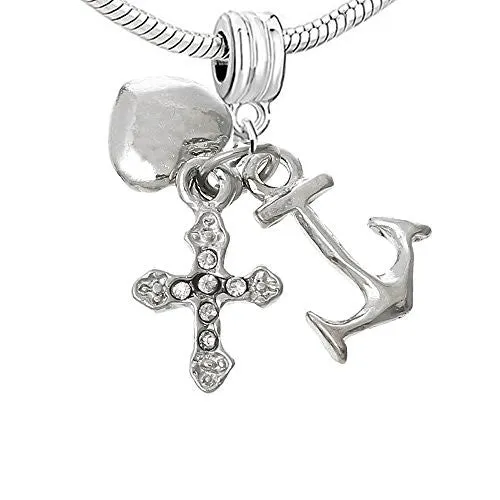 Anchor, Heart, Cross Charm Bead