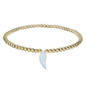 ANGEL WING | Opal Charm and 14K Gold Filled Beads Bracelet