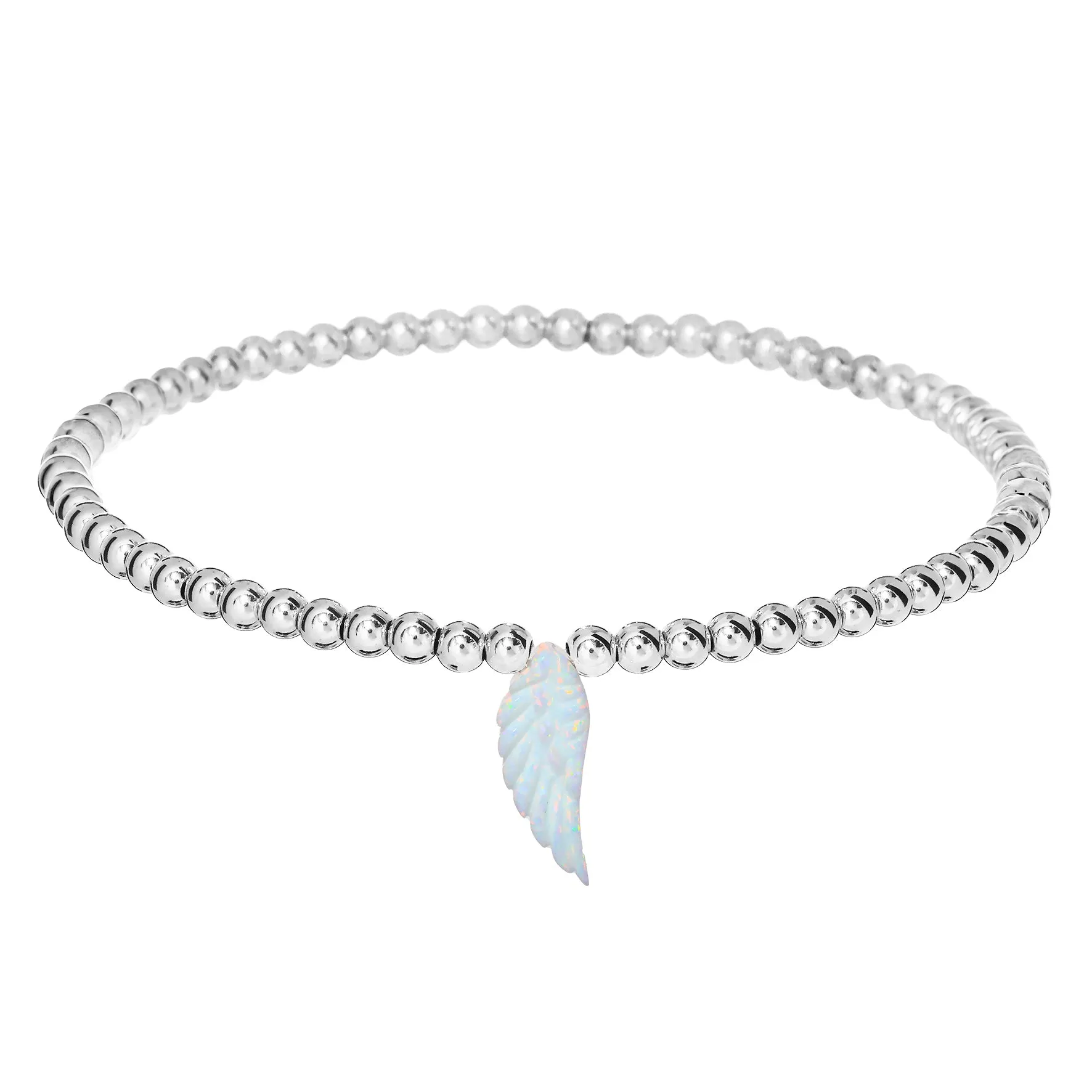 ANGEL WING | Opal Charm and 14K Gold Filled Beads Bracelet