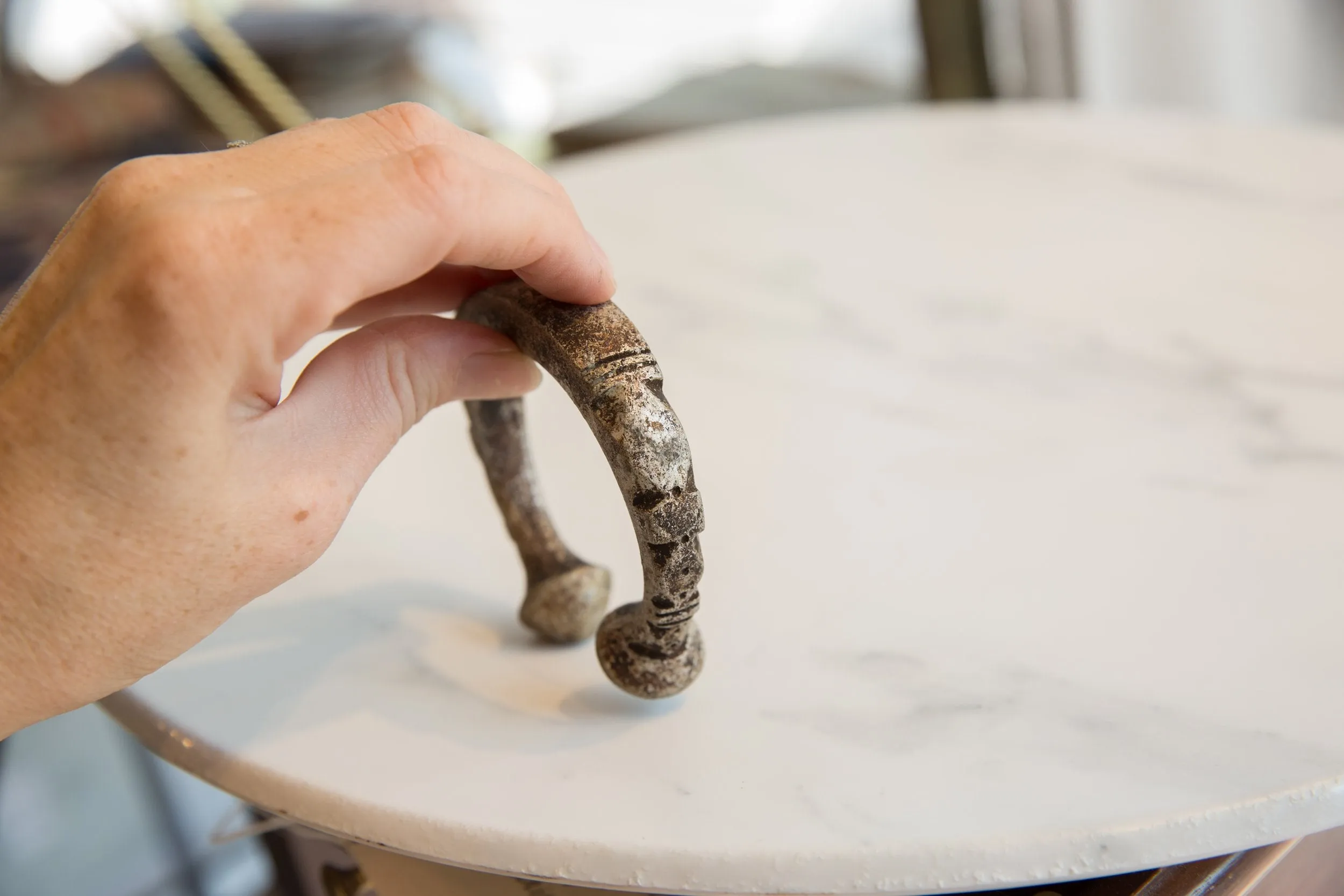 Antique African Aluminum Snake Cuff Bracelet
