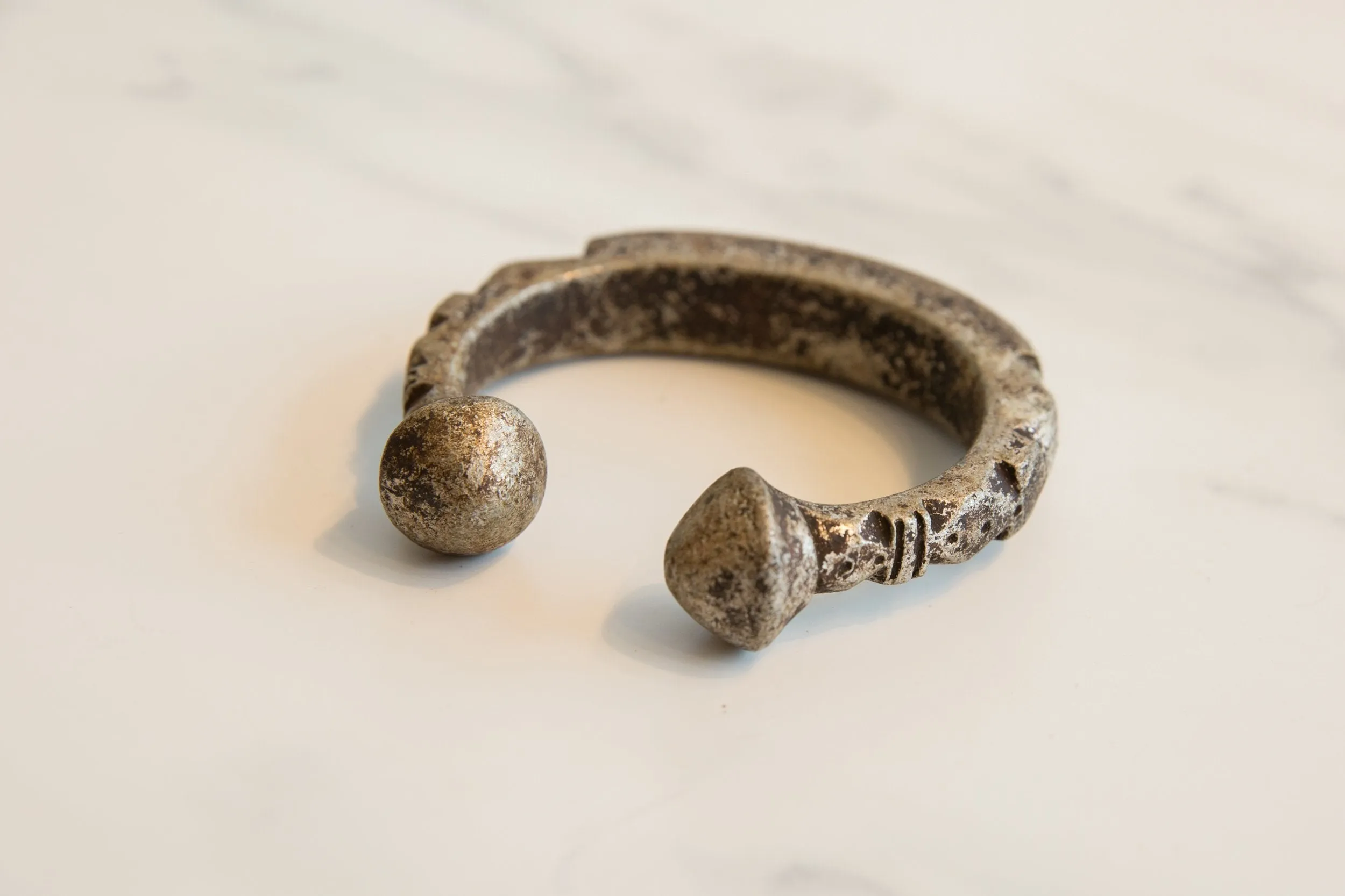 Antique African Aluminum Snake Cuff Bracelet