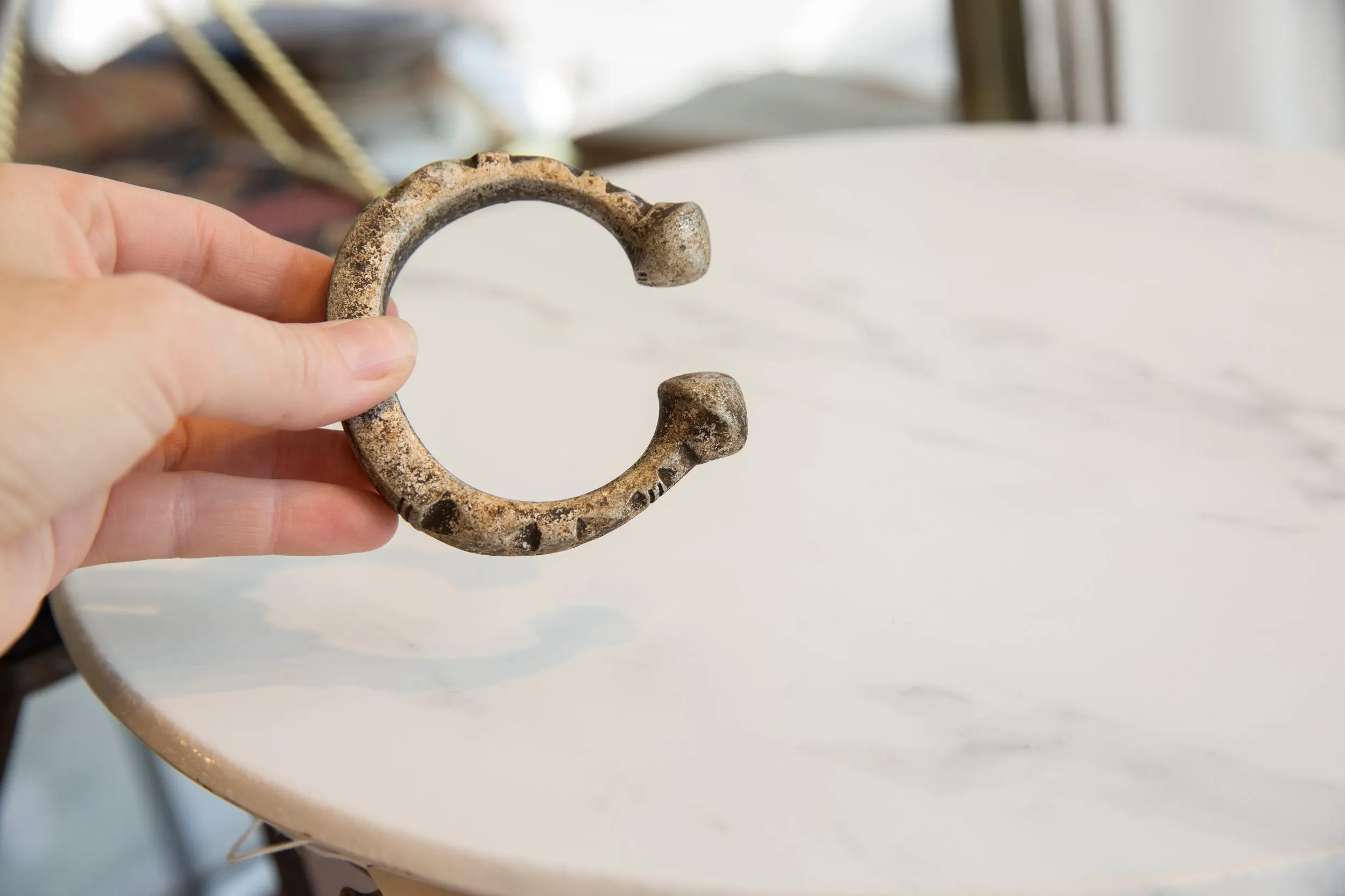Antique African Aluminum Snake Cuff Bracelet