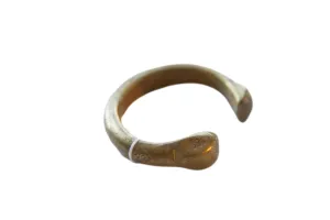 Antique African Bronze Snake Cuff Bracelet with Golden Patina