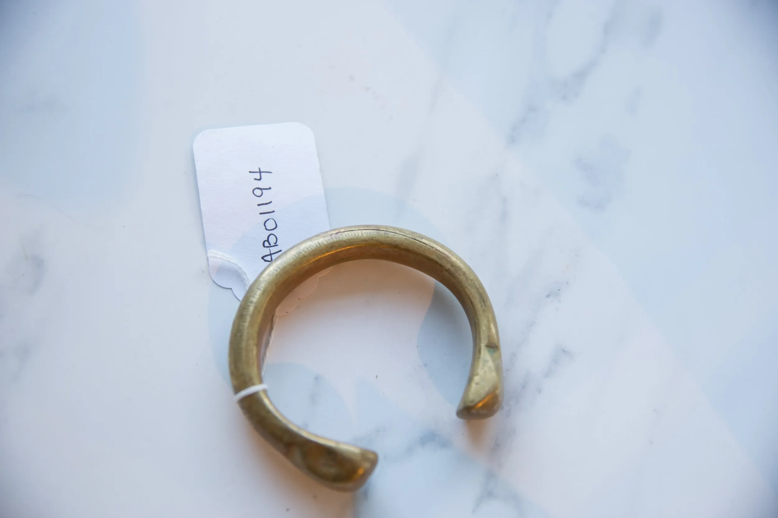 Antique African Bronze Snake Cuff Bracelet with Golden Patina