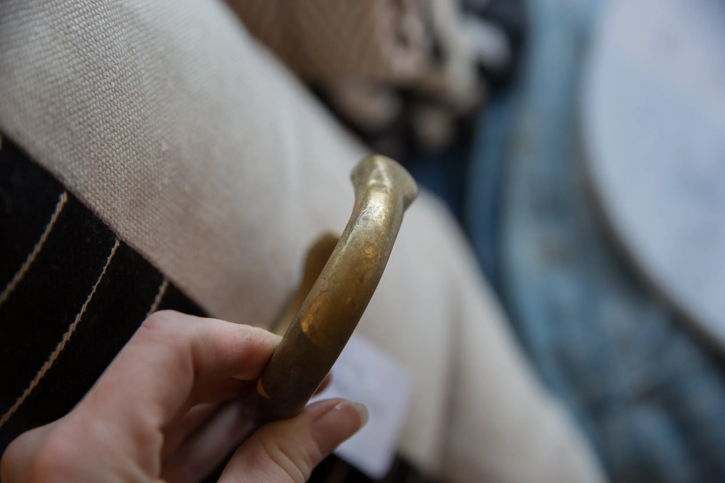 Antique African Bronze Snake Cuff Bracelet with Golden Patina