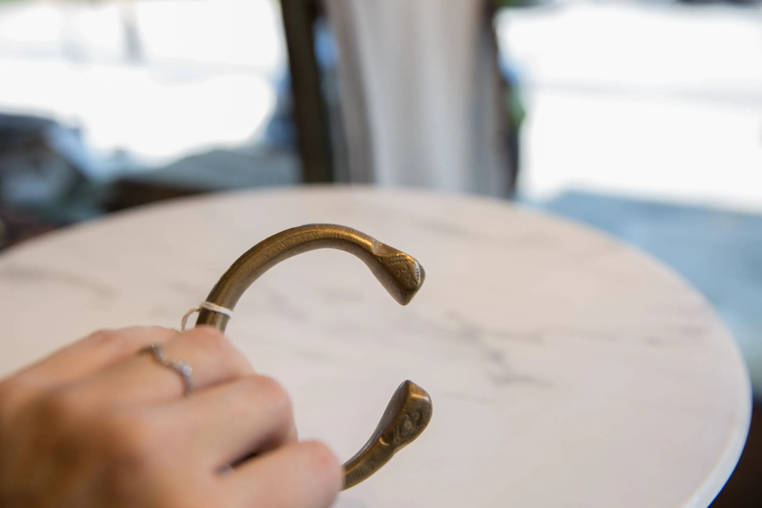 Antique African Bronze Snake Cuff Bracelet