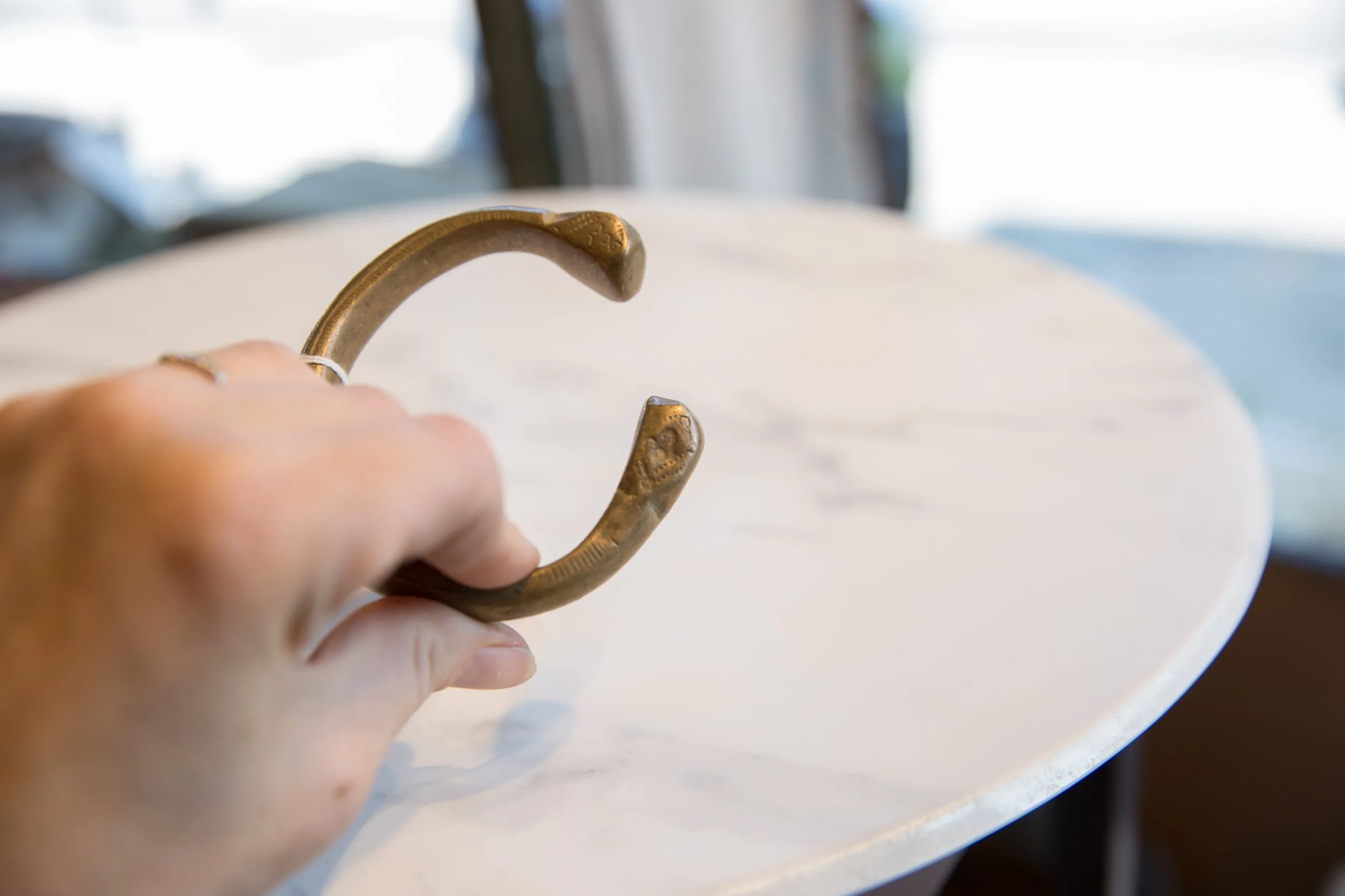 Antique African Bronze Snake Cuff Bracelet