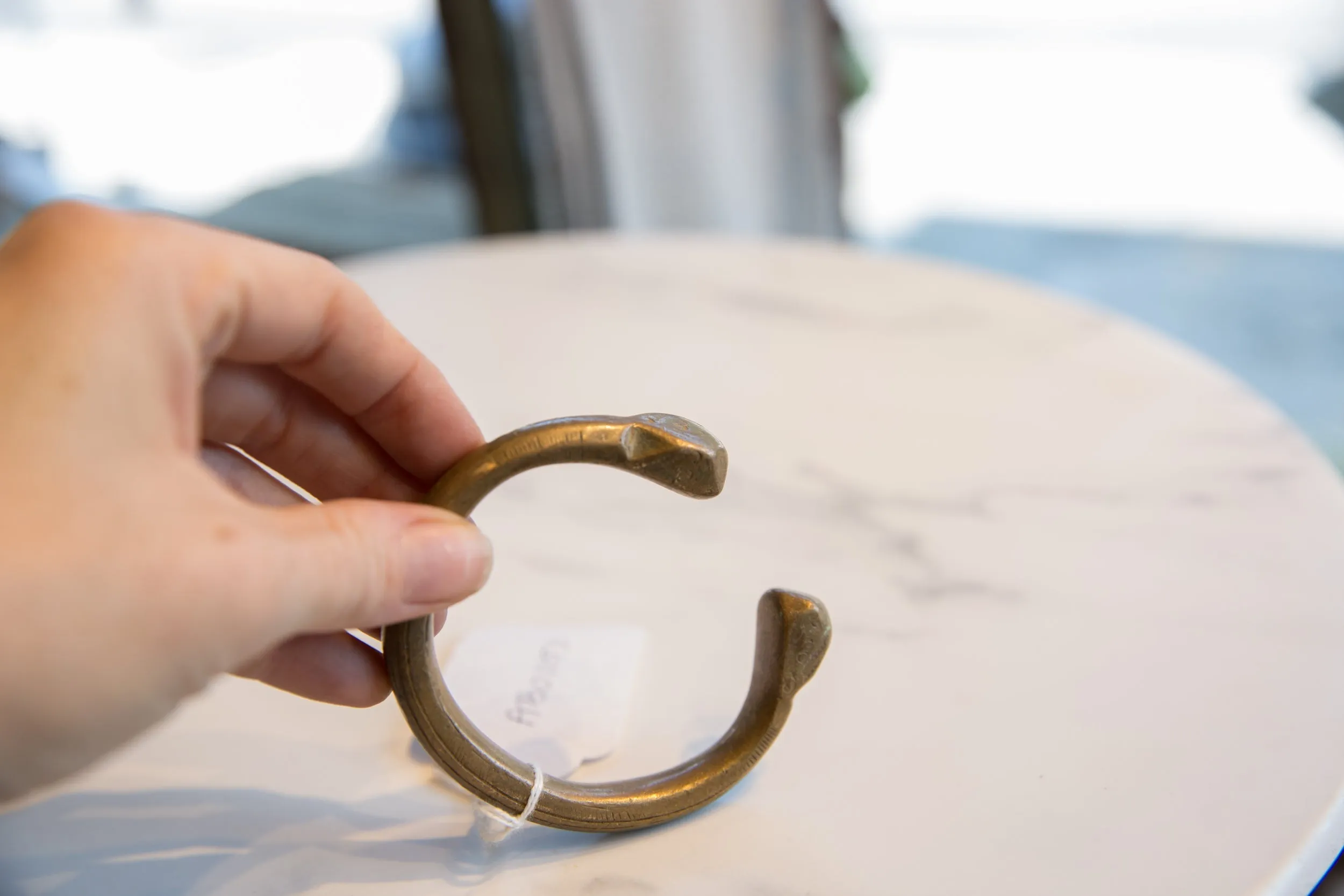 Antique African Bronze Snake Cuff Bracelet