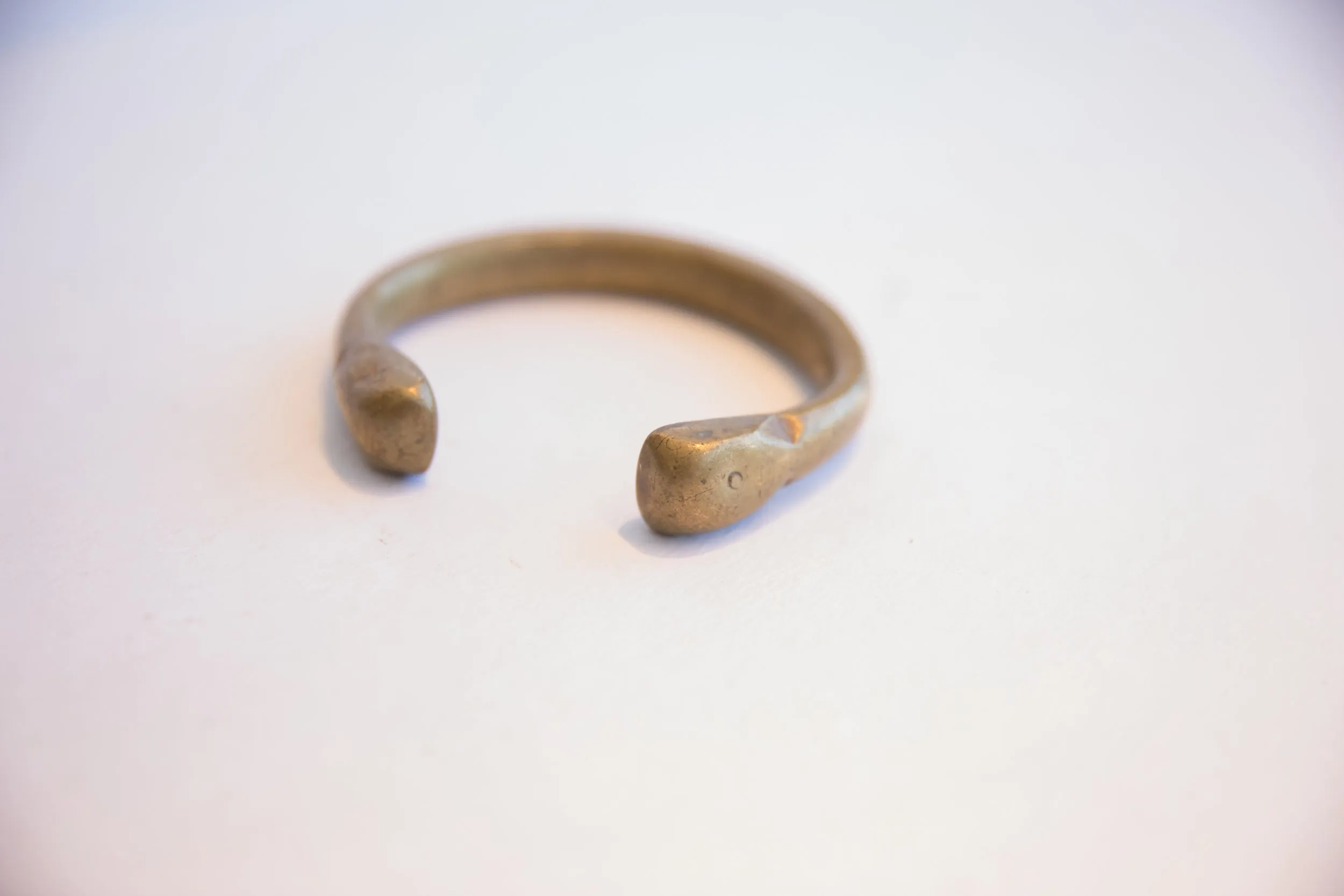Antique African Bronze Snake Cuff Bracelet