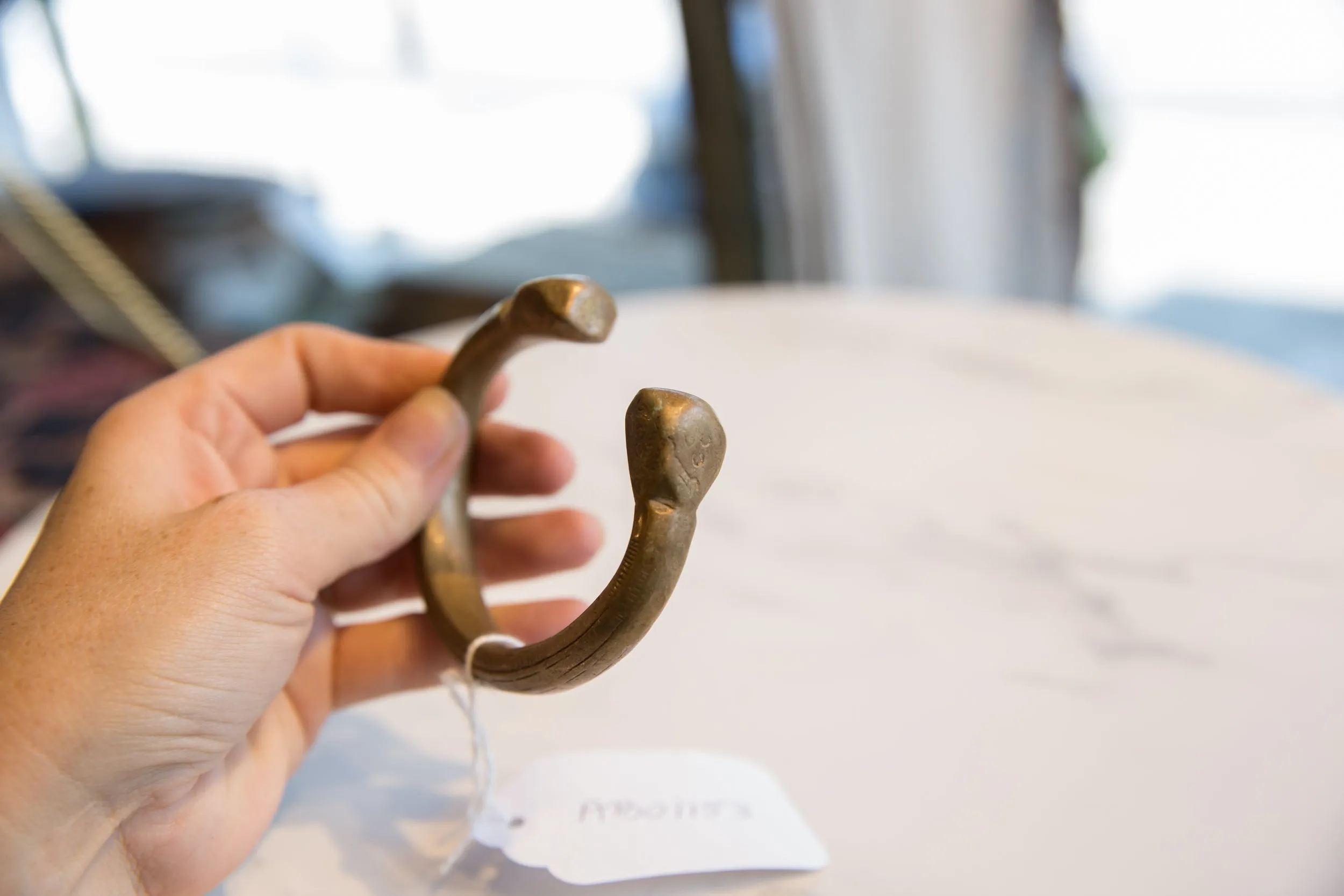 Antique African Bronze Snake Cuff Bracelet