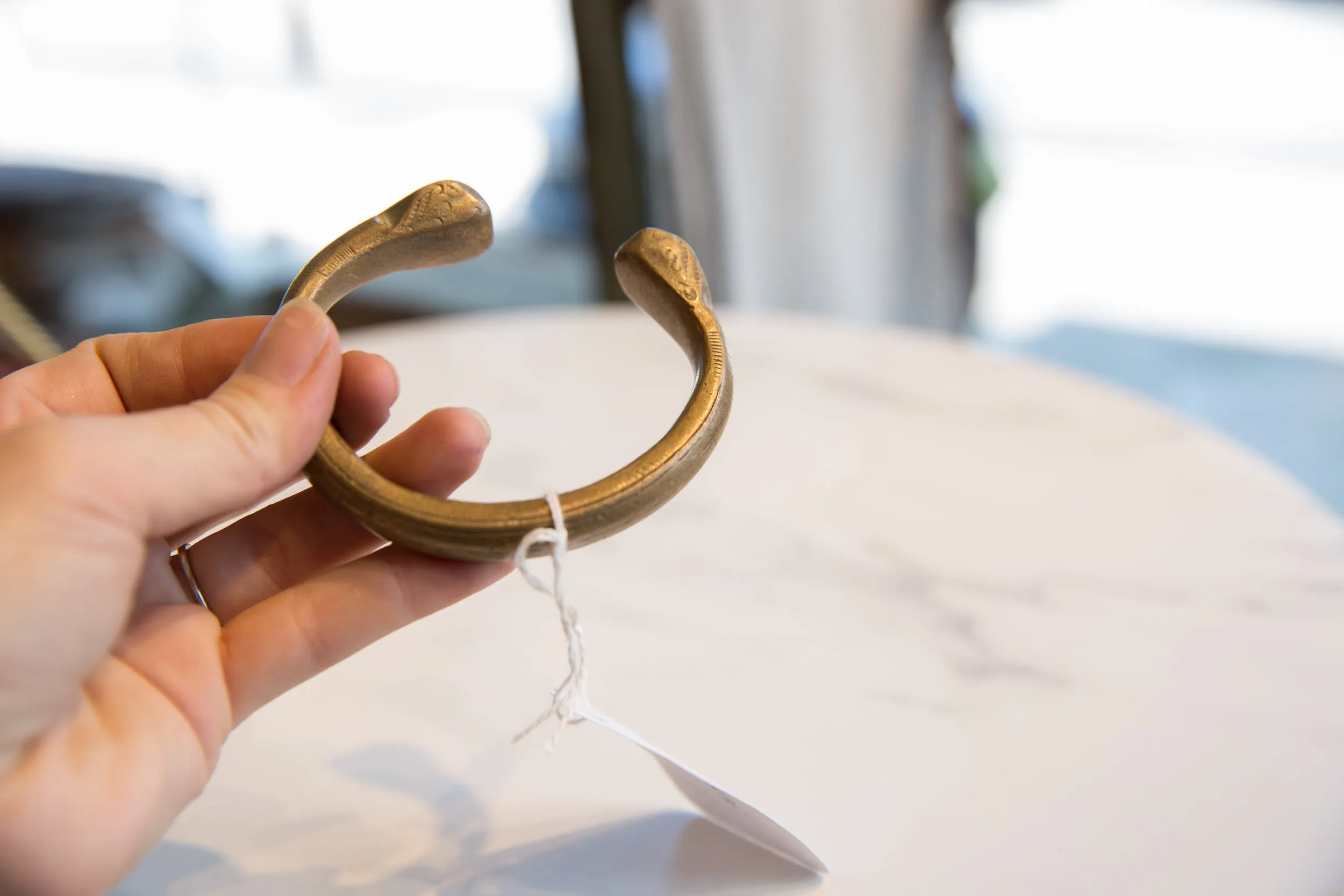 Antique African Bronze Snake Cuff Bracelet