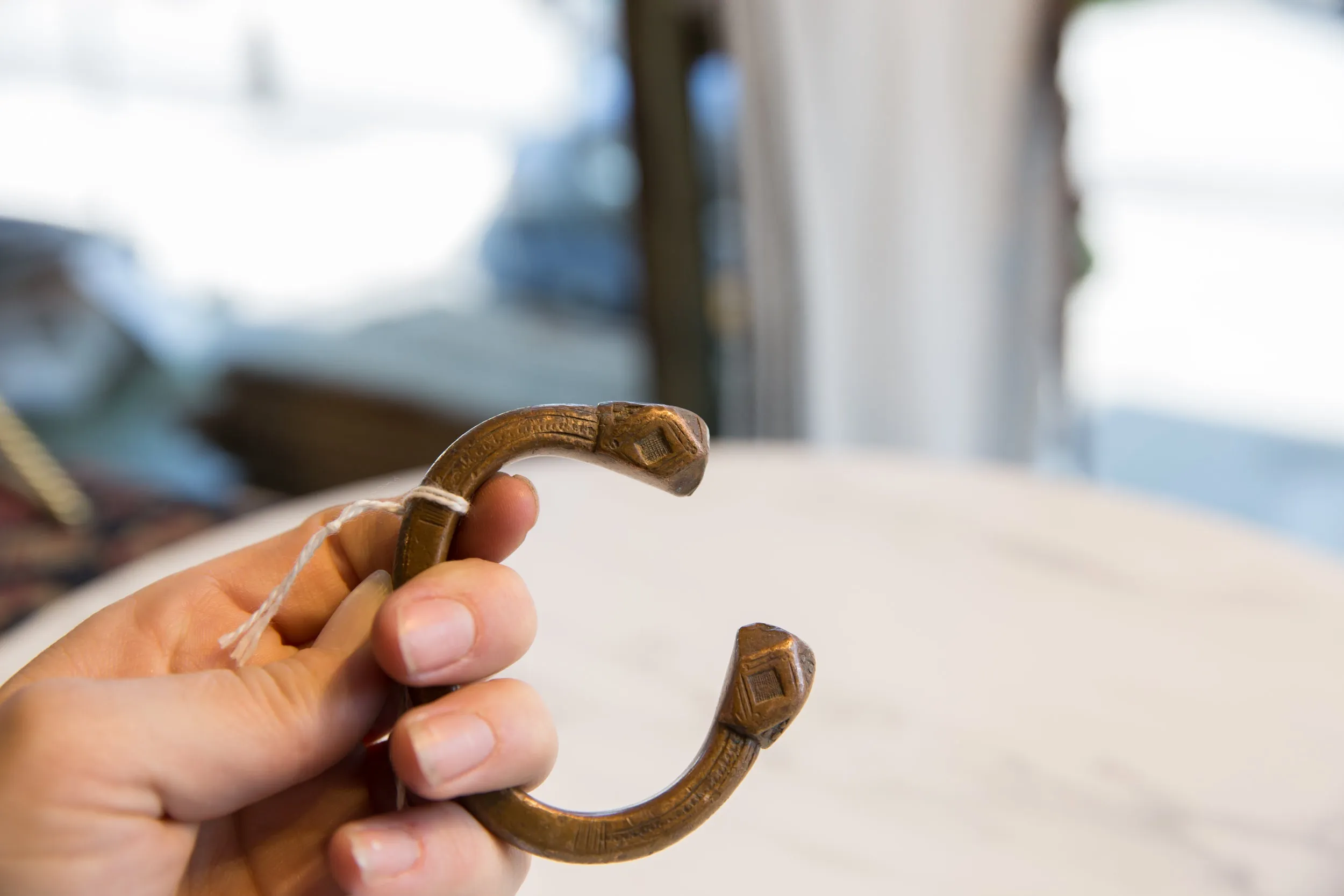 Antique African Copper Alloy Snake Cuff Bracelet