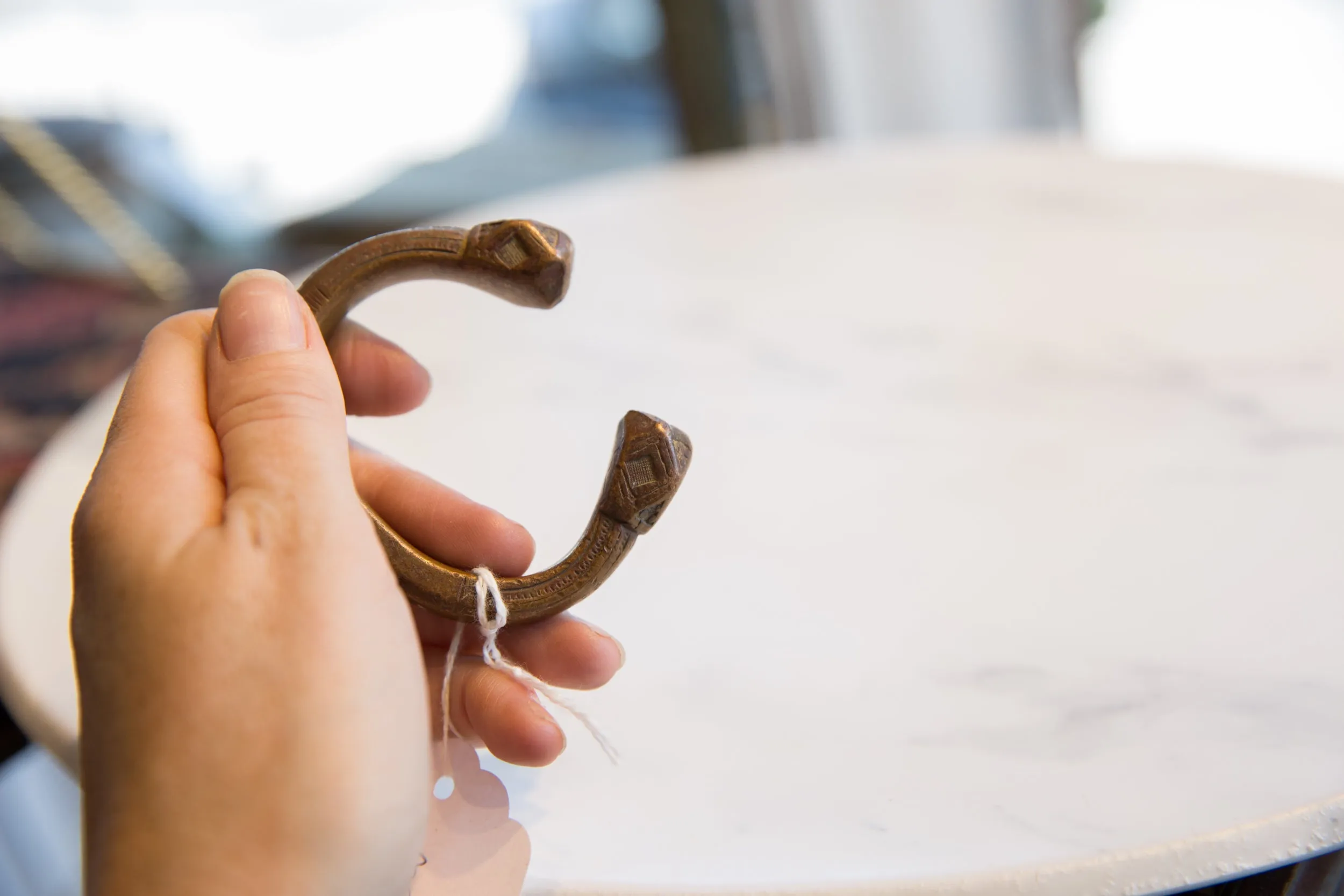 Antique African Copper Alloy Snake Cuff Bracelet