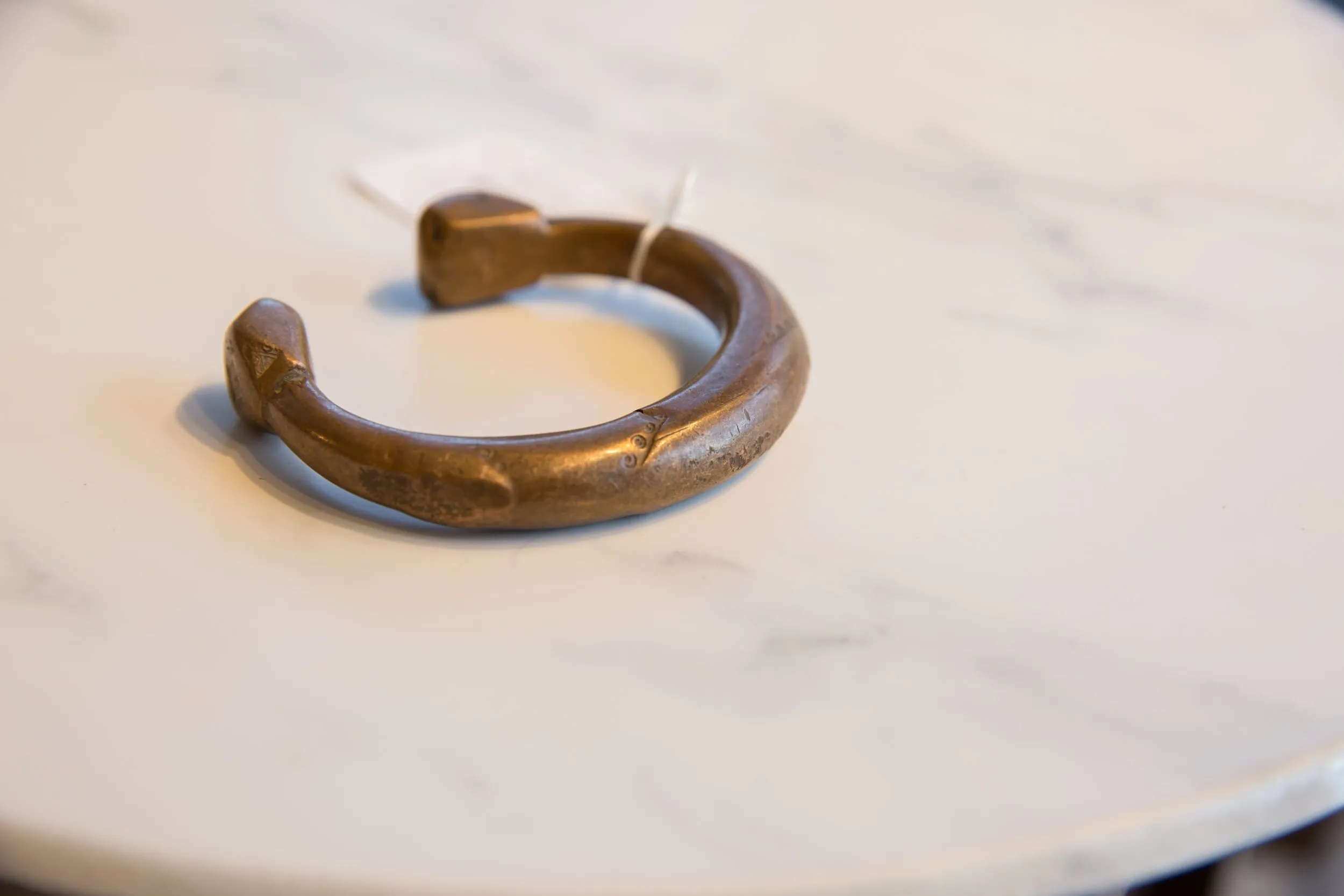 Antique African Copper Alloy Snake Cuff Bracelet