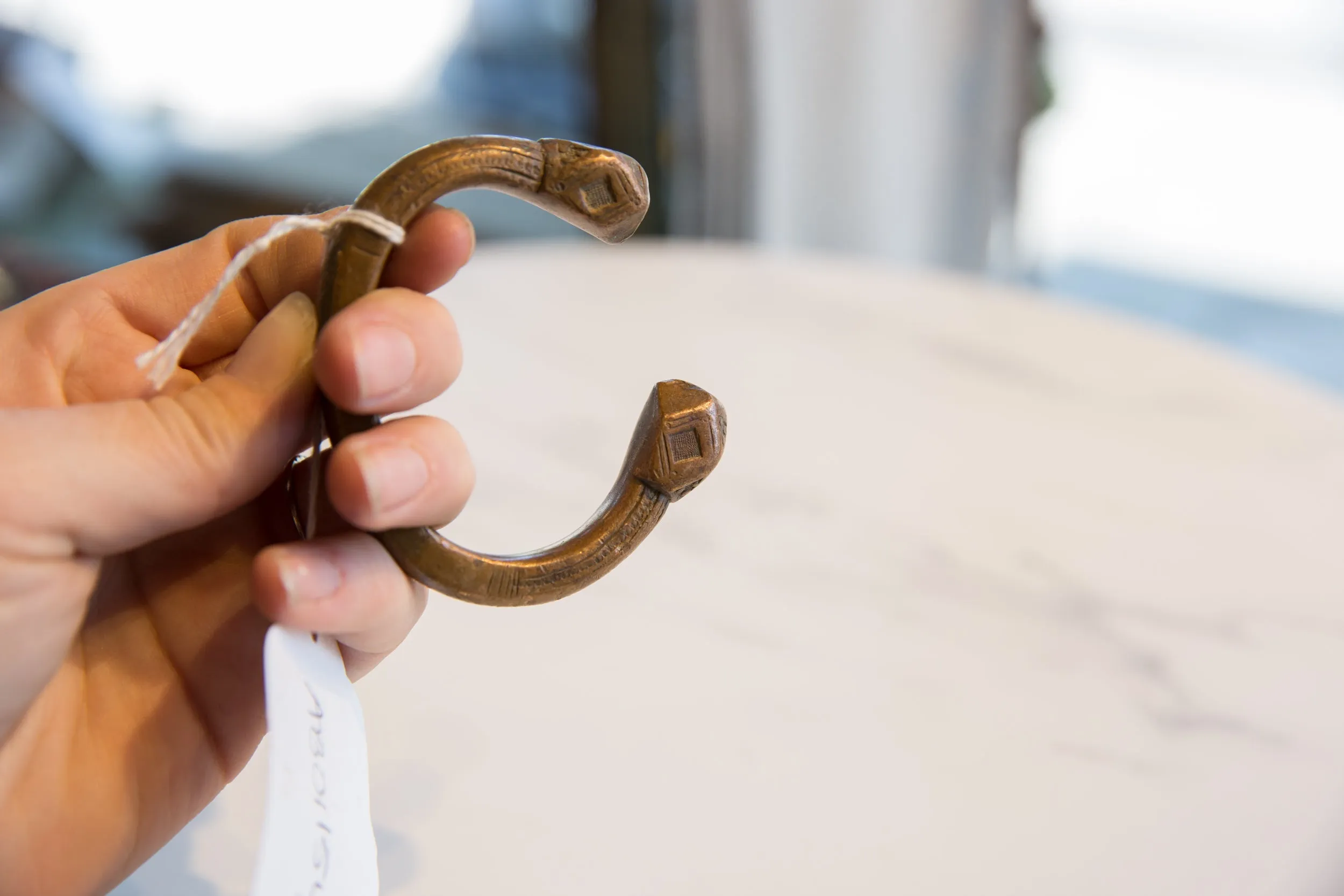 Antique African Copper Alloy Snake Cuff Bracelet