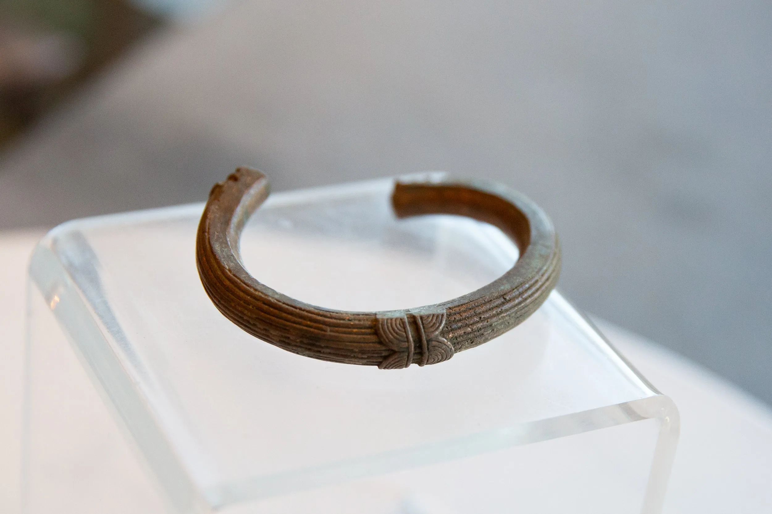 Antique African Copper Cuff Bracelet with Geometric Detailing