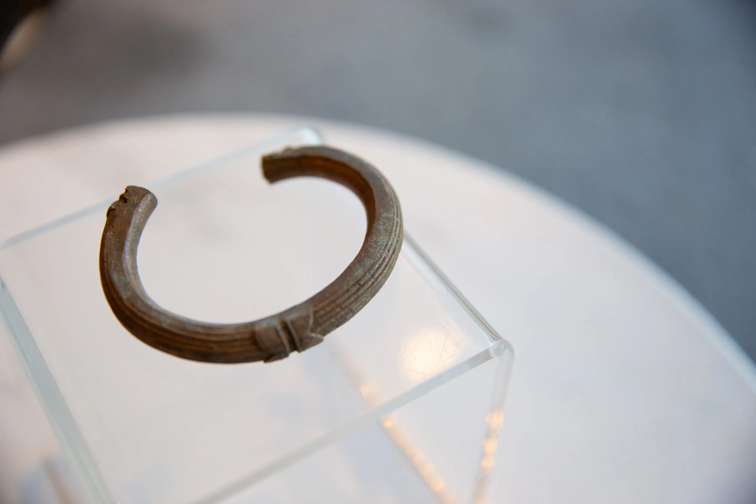 Antique African Copper Cuff Bracelet with Geometric Detailing