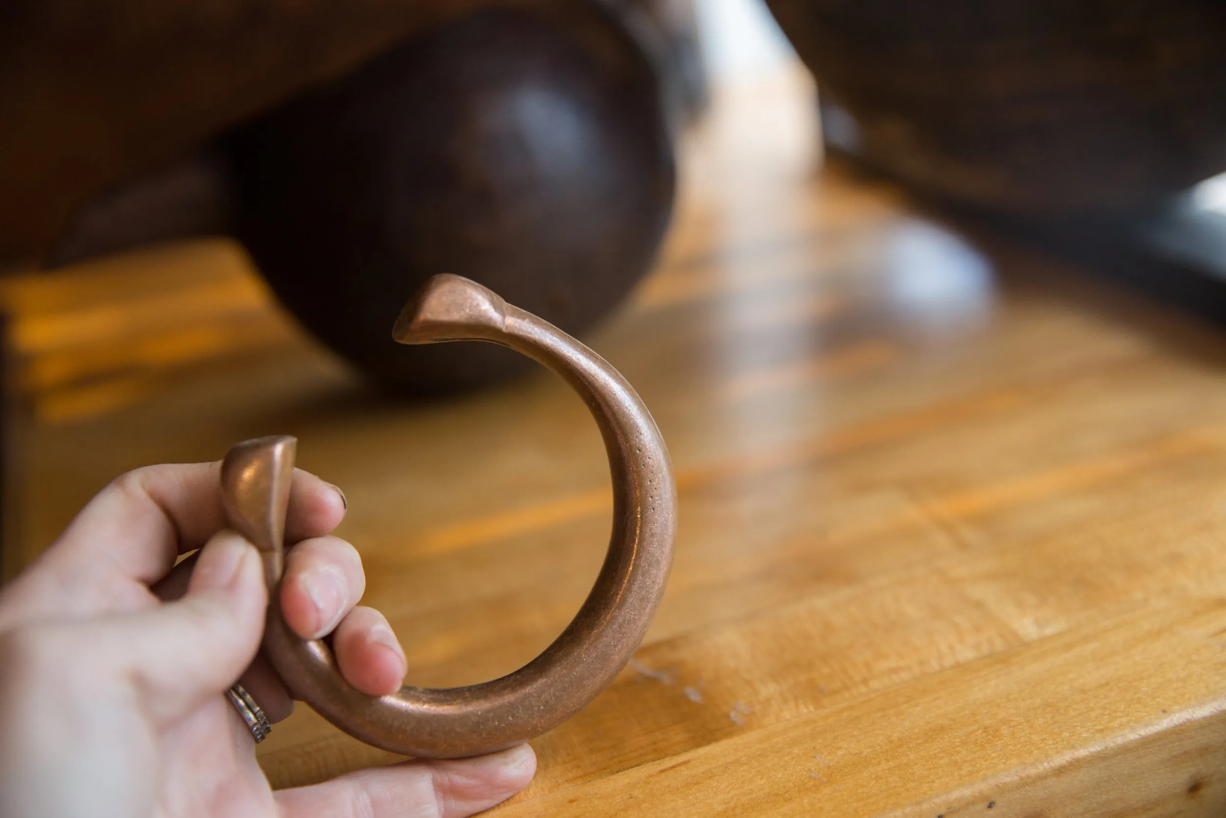Antique African Copper Snake Cuff Bracelet