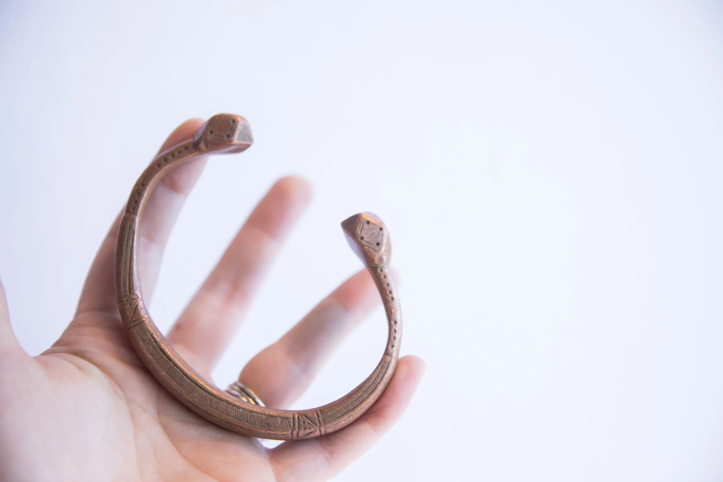 Antique African Copper Snake Cuff Bracelet