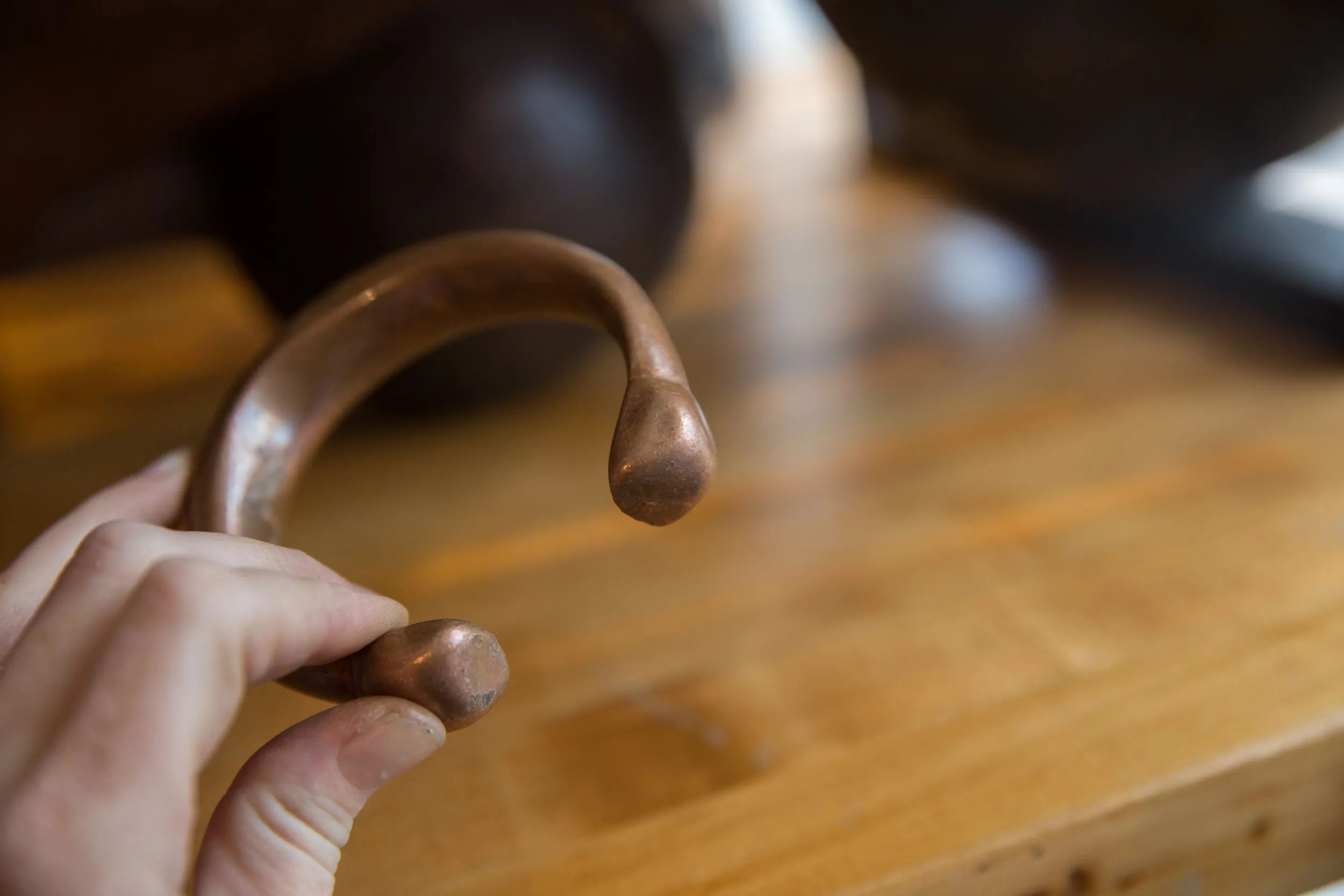Antique African Copper Snake Cuff Bracelet