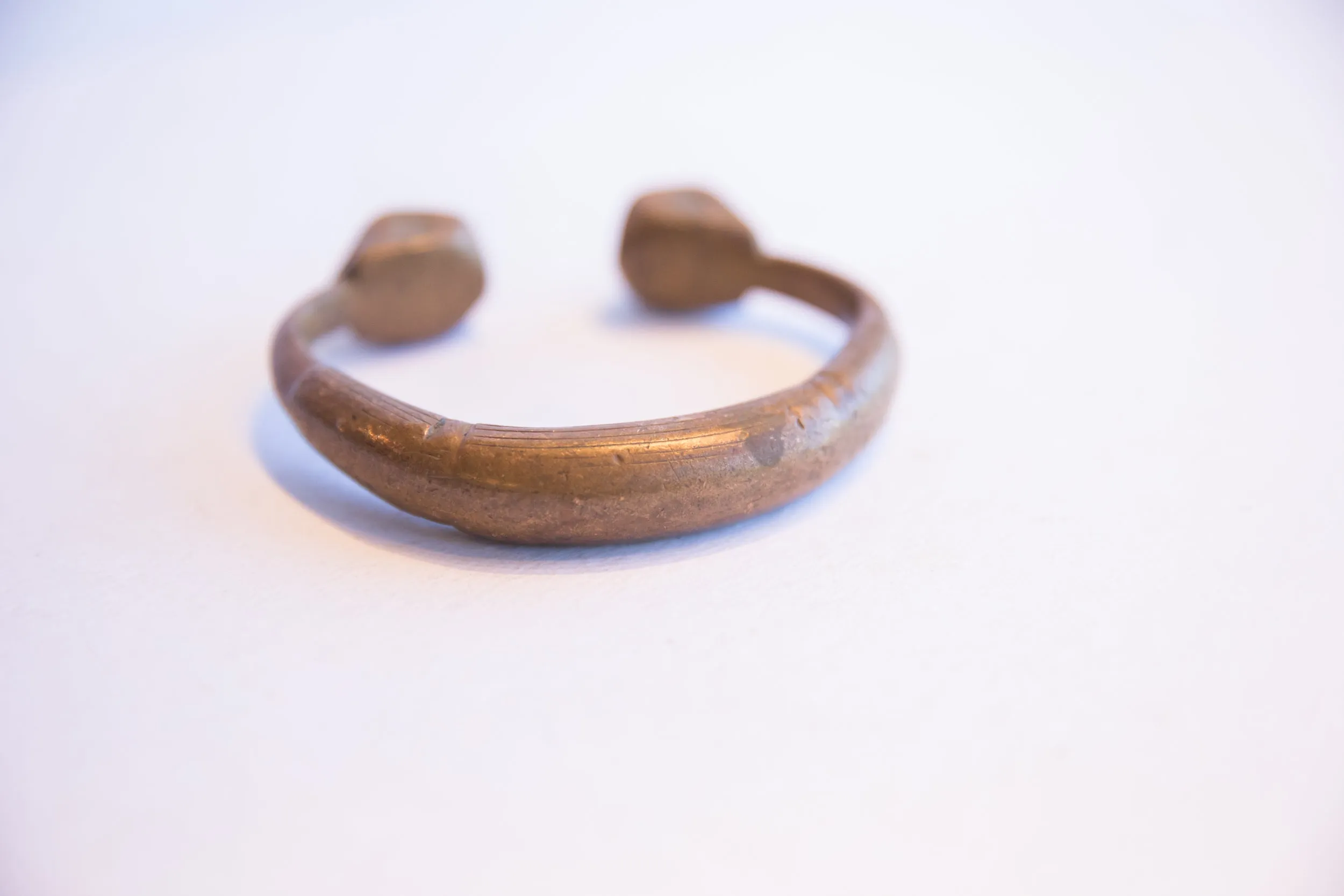 Antique African Geometric Base Copper Alloy Cuff Bracelet