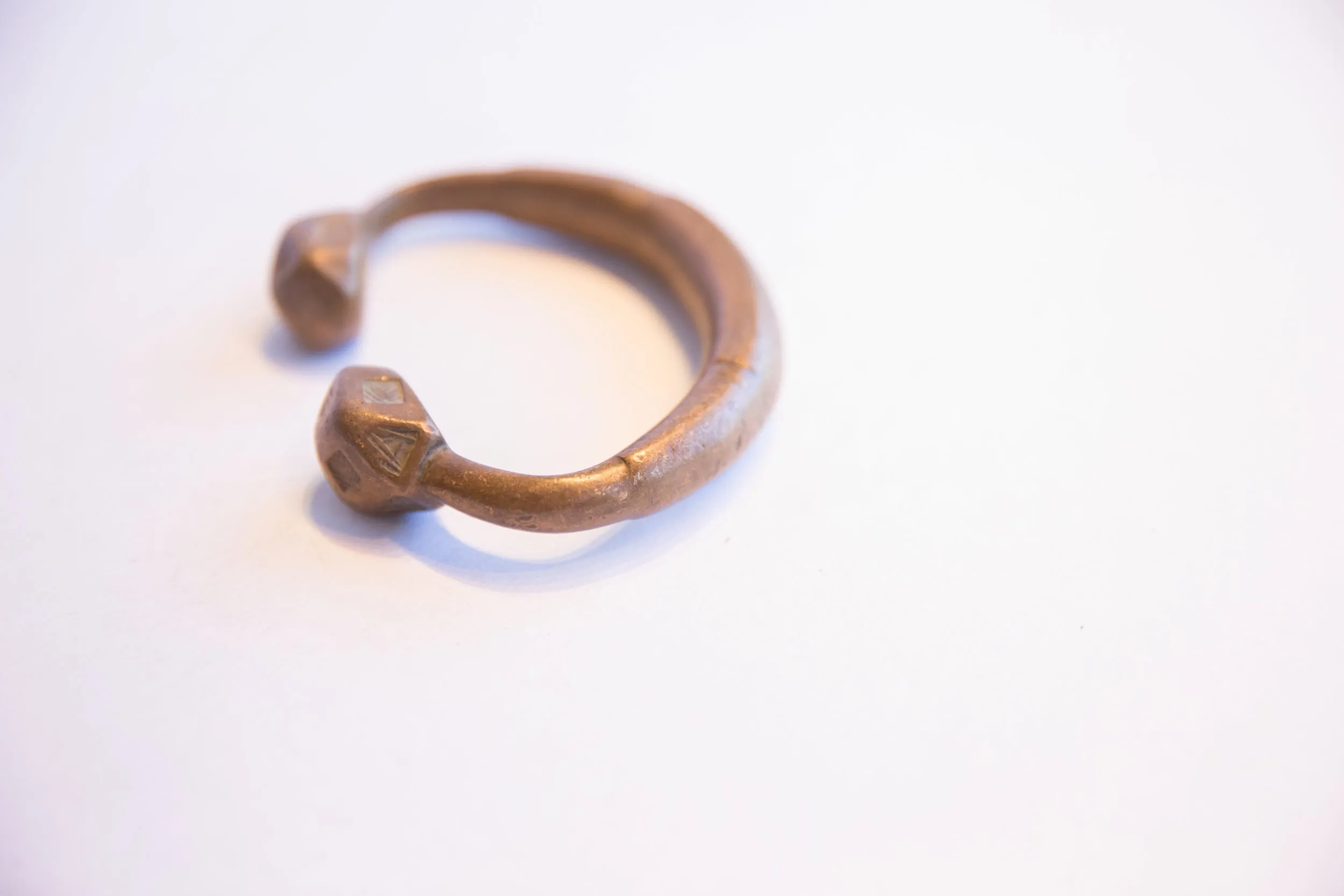 Antique African Geometric Base Copper Alloy Cuff Bracelet
