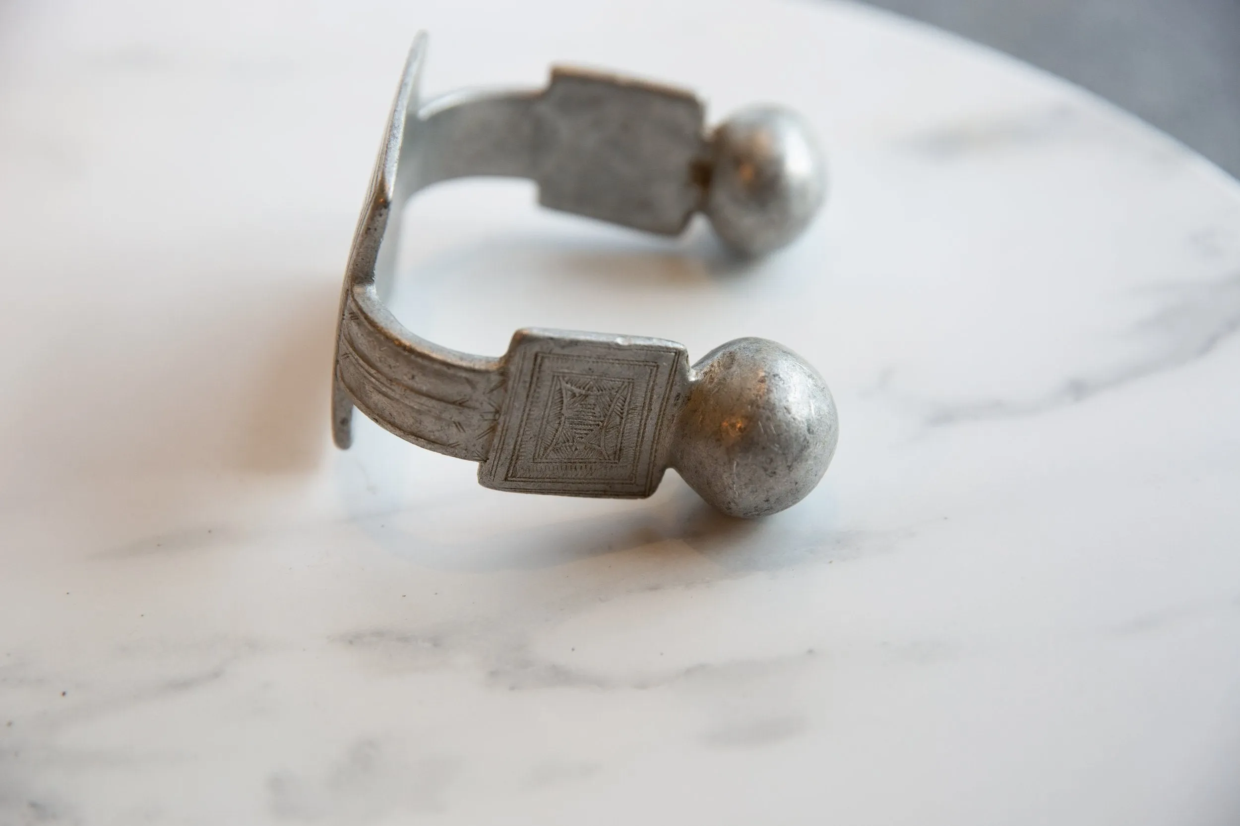 Antique African Large Aluminum Geometric Cuff Bracelet