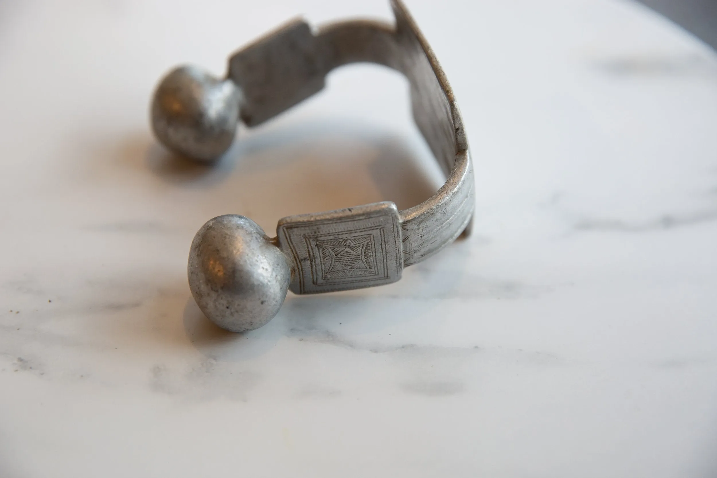 Antique African Large Aluminum Geometric Cuff Bracelet