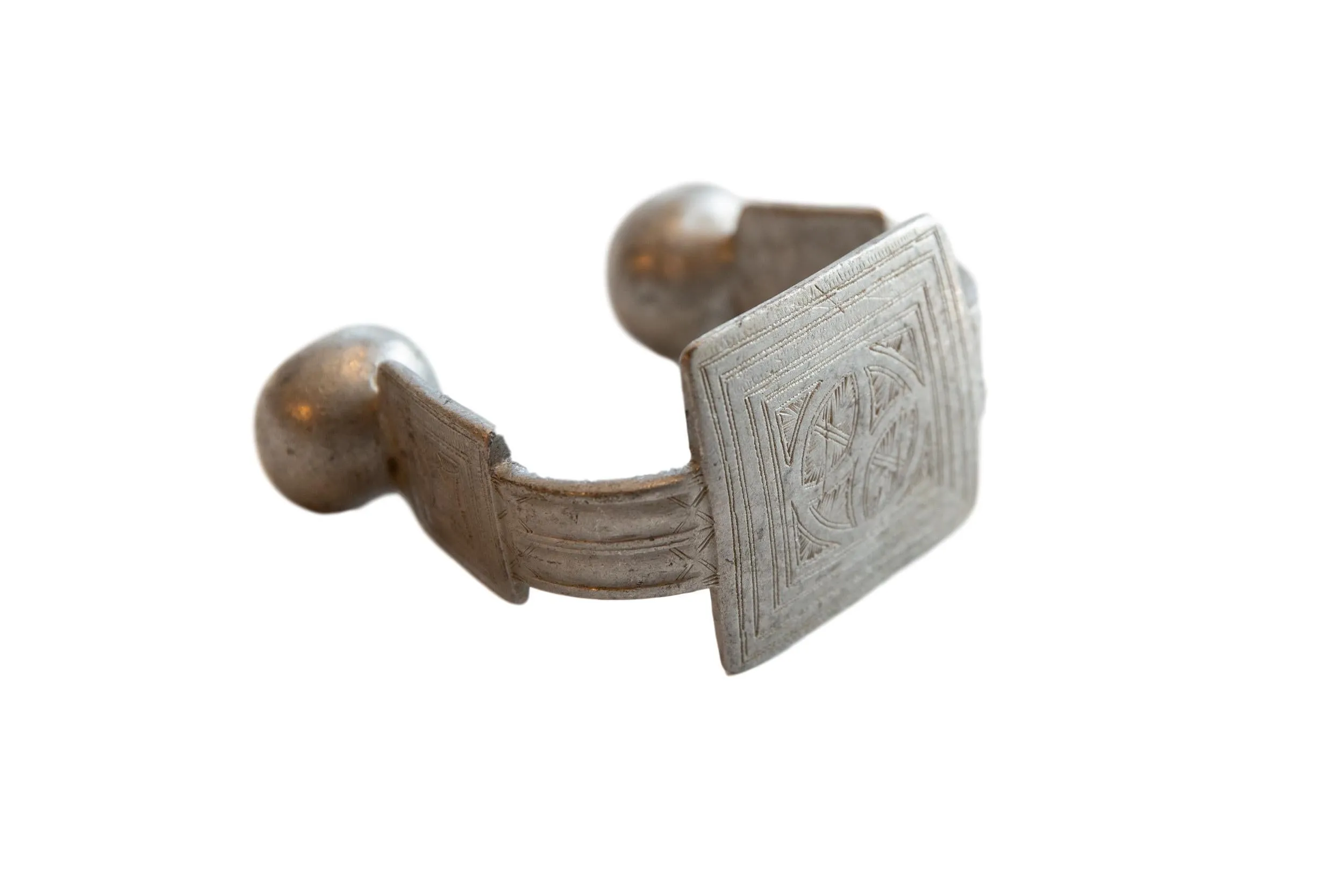 Antique African Large Aluminum Geometric Cuff Bracelet