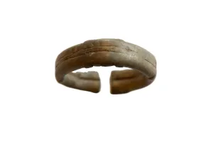 Antique African Oxidized Bronze Alloy Stripe Design Cuff Bracelet