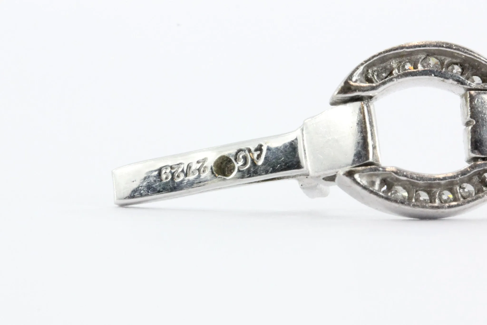 Antique Art Deco 18K White Gold Diamond & Sapphire Tennis Bracelet