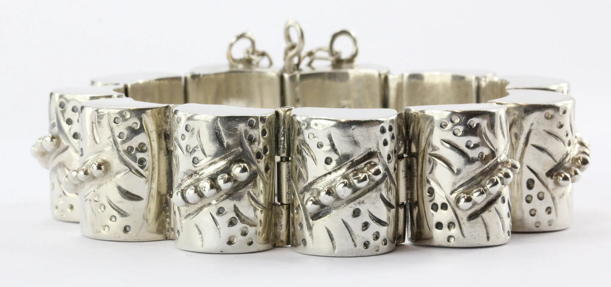 Antique Early Taxco Mexico 980/1000 Sterling Silver Bracelet