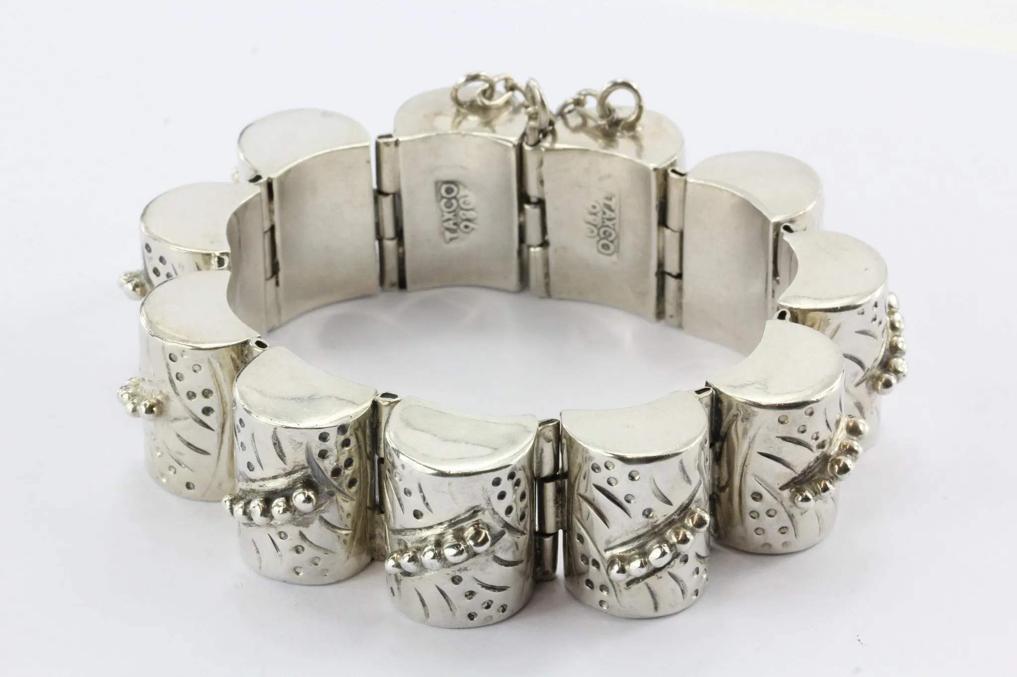 Antique Early Taxco Mexico 980/1000 Sterling Silver Bracelet