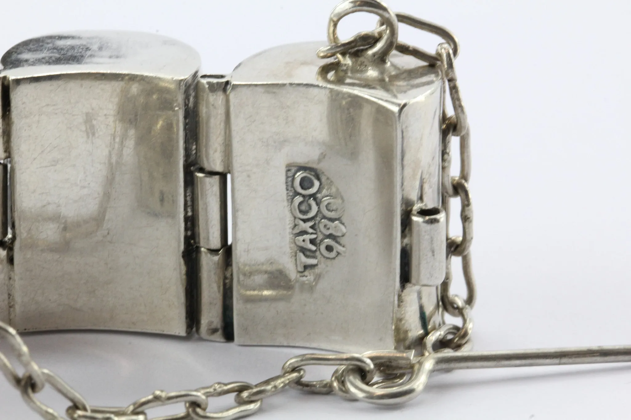 Antique Early Taxco Mexico 980/1000 Sterling Silver Bracelet