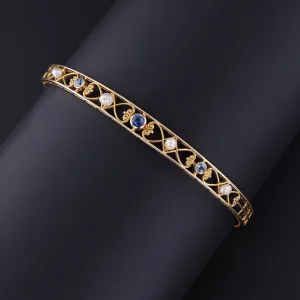 Antique Sapphire and Pearl Bangle by Alling & Co